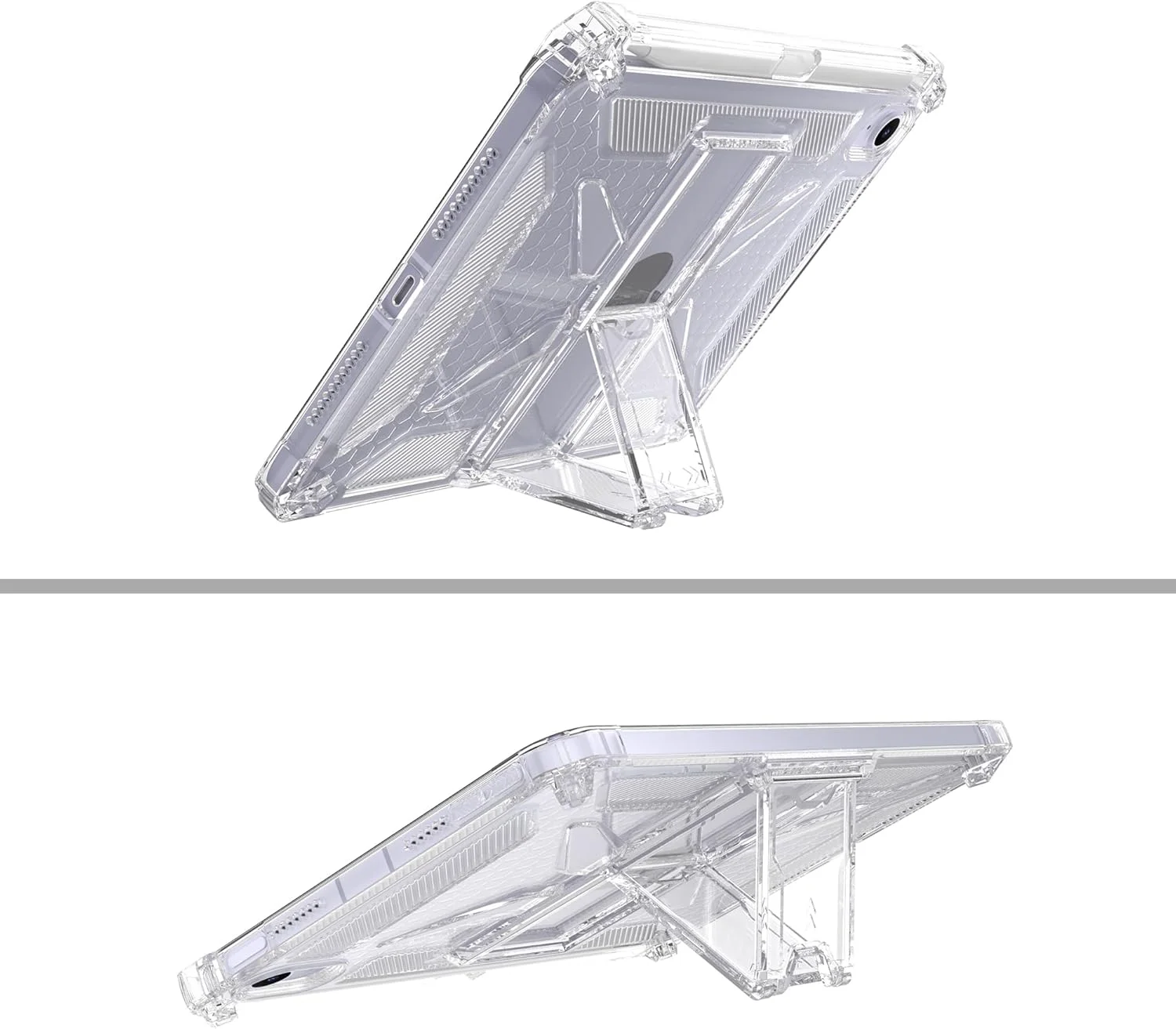 کاور شفاف آسجنس مناسب آیپد مینی 7 A17 Pro 2024 / آیپد مینی 6 2021 8.3 اینچی با جای مداد / پایه، TPU نرم با گوشه های تقویت شده، مقاوم در برابر ضربه