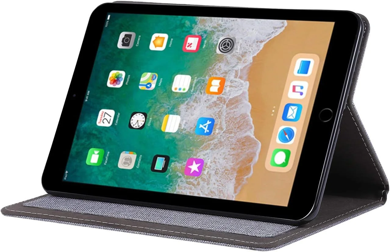 کاور محافظ چستلز برای آیپد مینی 5 / نسل پنجم 7.9 اینچی، کاور محافظ سبک وزن با بافت پارچه ای TPU نرم و عملکرد خواب/بیدار خودکار و 2 جای کارت برای اپل آیپد مینی 5 / مینی 4/3 / 2/1 - خاکستری