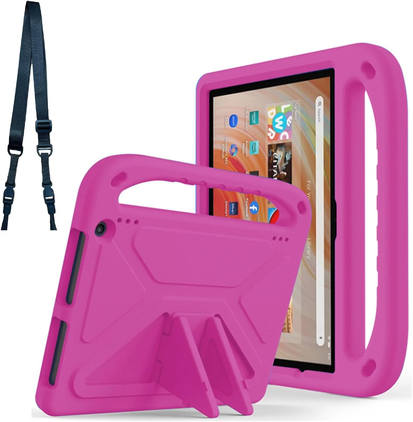 کیف تبلت Lukione Fire HD 8 و HD 8 Plus برای کودکان، کاور نرم و سبک وزن ضد ضربه با دسته و پایه برای دختران، پسران و کودکان، 2022، 2024