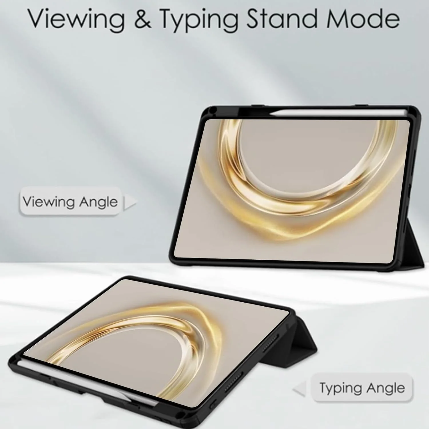 کیف تبلت سازگار با تبلت HUAWEI MatePad Pro 13.2 اینچی مدل 2025، کاور اکریلیک شفاف چند زاویه ای PC سخت با جای قلم و پایه محافظ (مشکی)