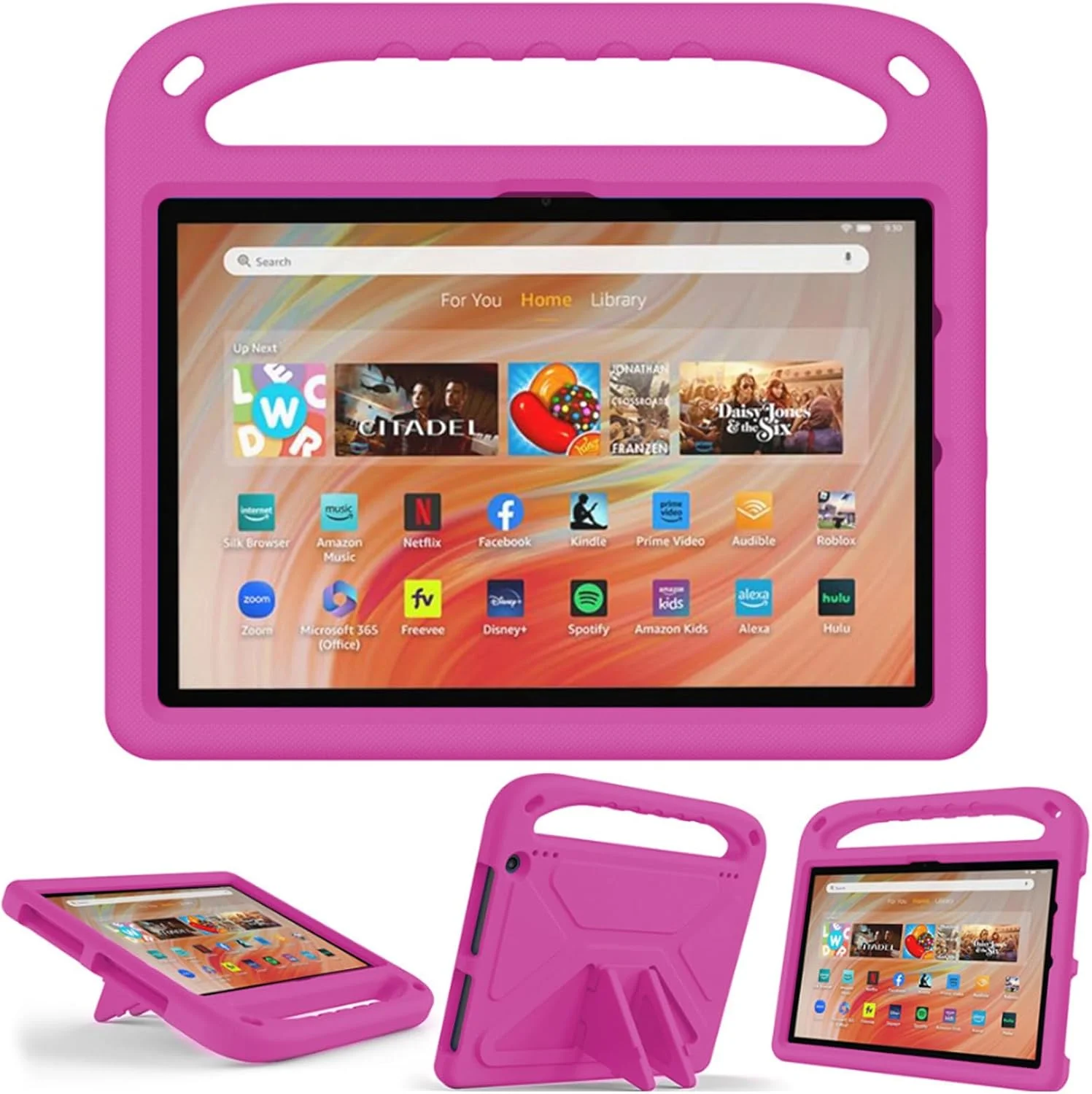 کیف تبلت Lukione Fire HD 8 و HD 8 Plus برای کودکان، کاور نرم و سبک وزن ضد ضربه با دسته و پایه برای دختران، پسران و کودکان، 2022، 2024
