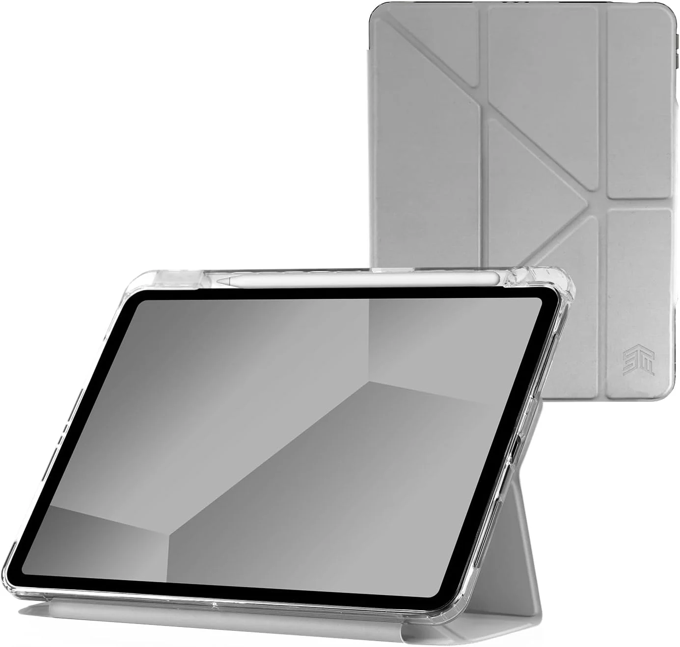 کاور محافظ STM Opp برای Apple iPad Air 11 اینچ M2 (iPadPro 11 Gen 4-1 / iPadAir 10.9 Gen 5/4) | کاور محافظ باریک و سبک، پشت شفاف ضد خش، با محل نگهداری Apple Pencil، حالت خواب/بیدار خودکار - خاکستری