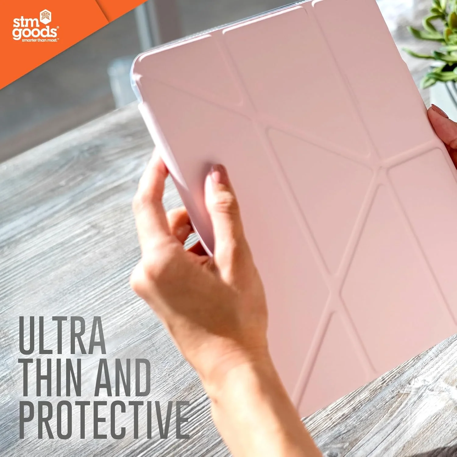 کاور محافظ STM Opp برای Apple iPad Air 11 اینچ M2 (iPadPro 11 Gen 4-1 / iPadAir 10.9 Gen 5/4) | کاور محافظ باریک و سبک، پشت شفاف ضد خش، با محل نگهداری Apple Pencil، حالت خواب/بیدار خودکار - خاکستری