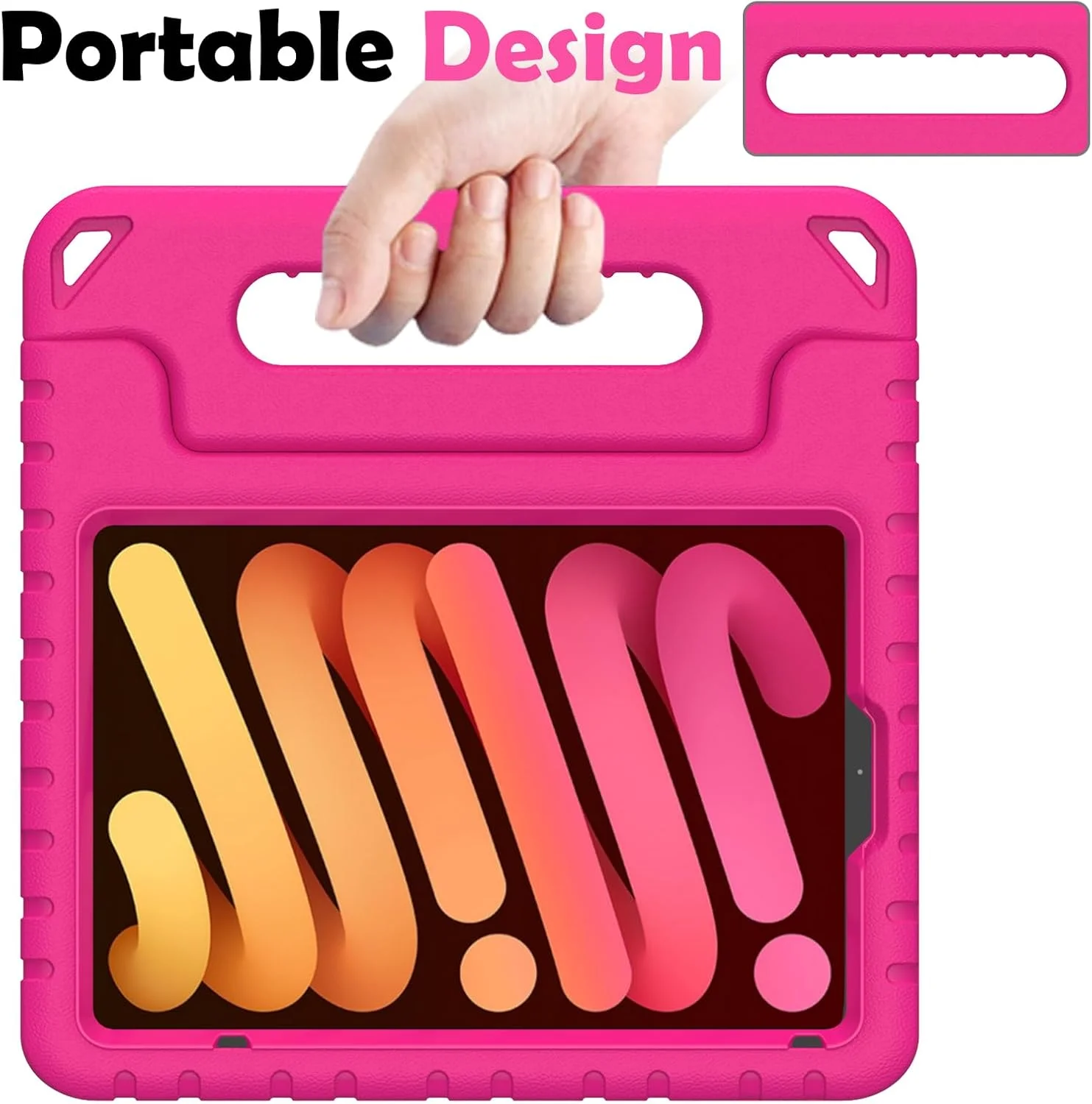 کیف محافظ کودکانه AVAWO برای آیپد مینی 7 (A17 Pro) 2024 8.3 اینچ، مینی 6 2021 با محافظ صفحه نمایش داخلی، ضد ضربه، سبک وزن، دارای دسته و پایه برای مدل (A2995/A2996,A2567/A2568