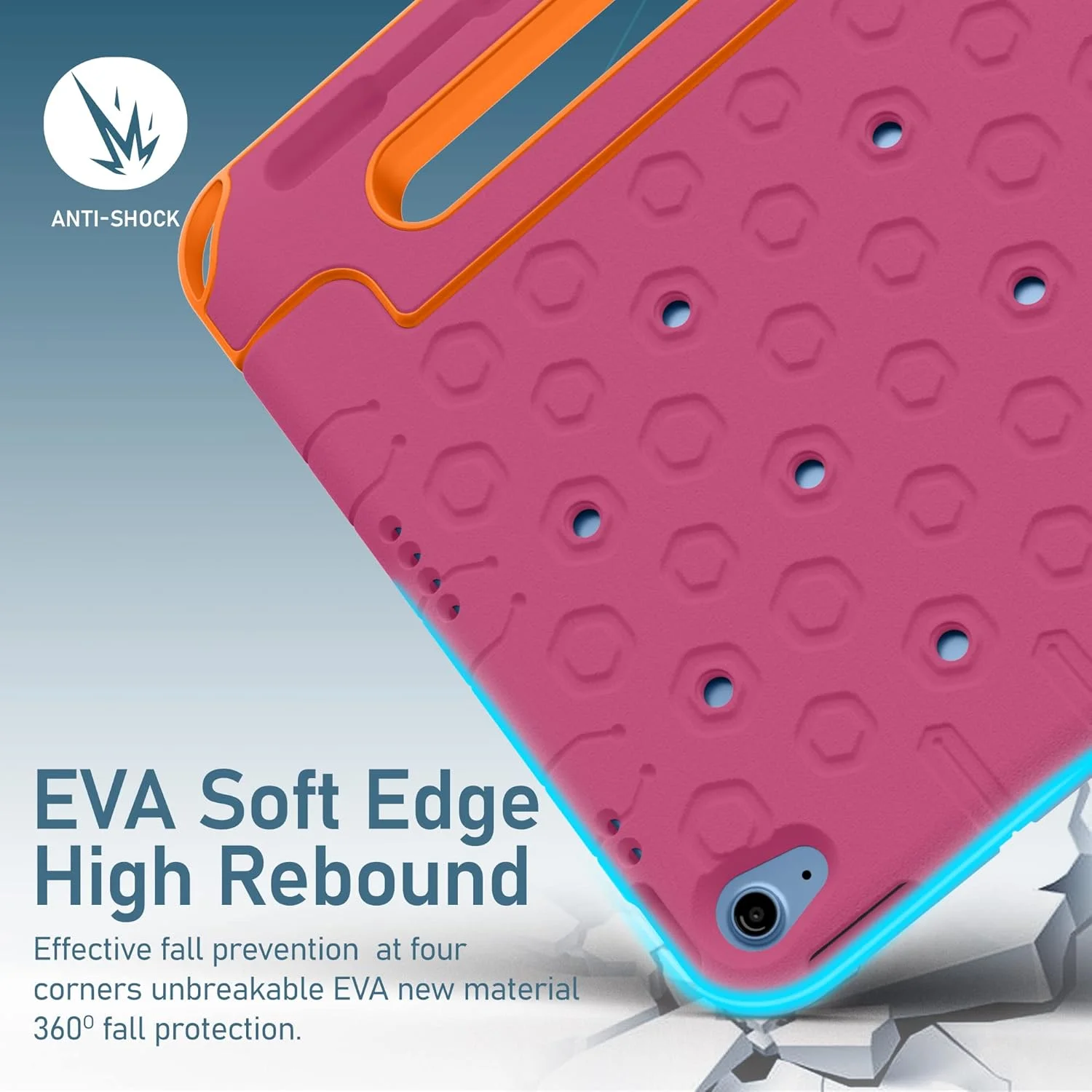 کاور محافظ کودکانه مقاوم Moxedo از جنس EVA سیلیکونی، طرح کارتونی سه بعدی DIY ضد ضربه با جای مداد، پایه و دستگیره سازگار با Apple iPad 2022 (نسل 10) 10.9 اینچ (صورتی گل رز)