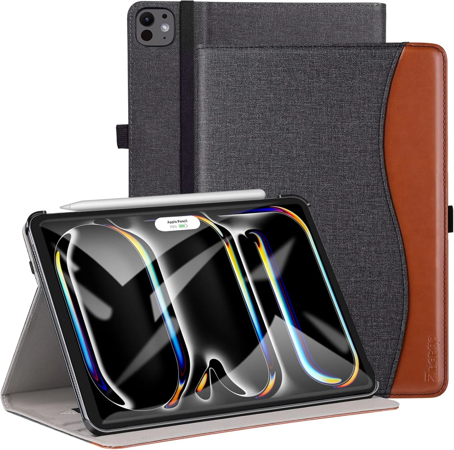 کیف ZtotopCases برای آیپد پرو ۱۳ اینچی جدید، آیپد پرو نسل هفتم ۲۰۲۴ (M4)، روکش چرمی PU ممتاز، پشتیبانی از Pencil Pro، Pencil(USB-C) و Touch ID، بیدار شدن/خواب خودکار برای 12.9 اینچی نسل 6/5/4/3، جین مشکی