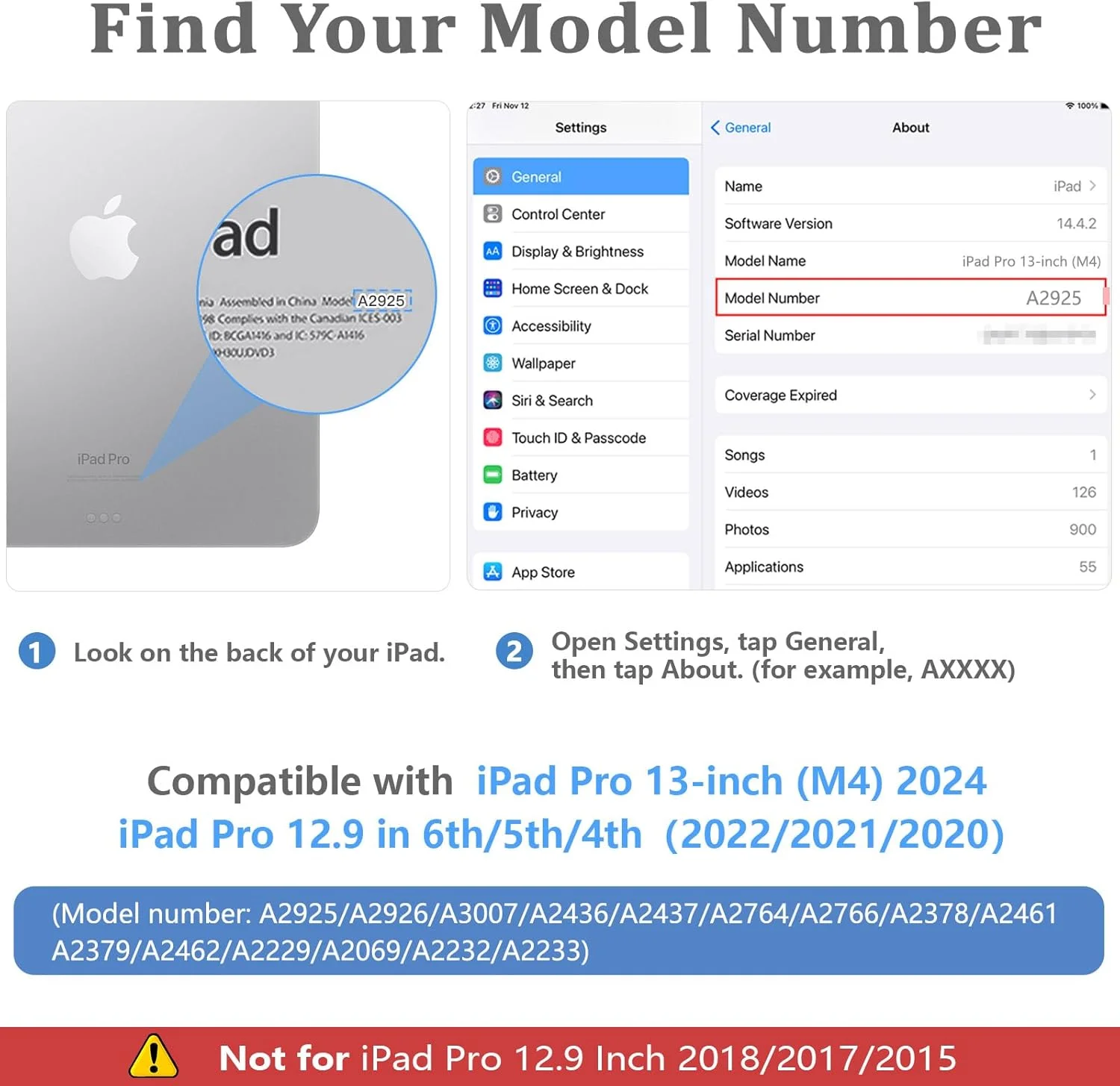 کیف ZtotopCases برای آیپد پرو ۱۳ اینچی جدید، آیپد پرو نسل هفتم ۲۰۲۴ (M4)، روکش چرمی PU ممتاز، پشتیبانی از Pencil Pro، Pencil(USB-C) و Touch ID، بیدار شدن/خواب خودکار برای 12.9 اینچی نسل 6/5/4/3، جین مشکی