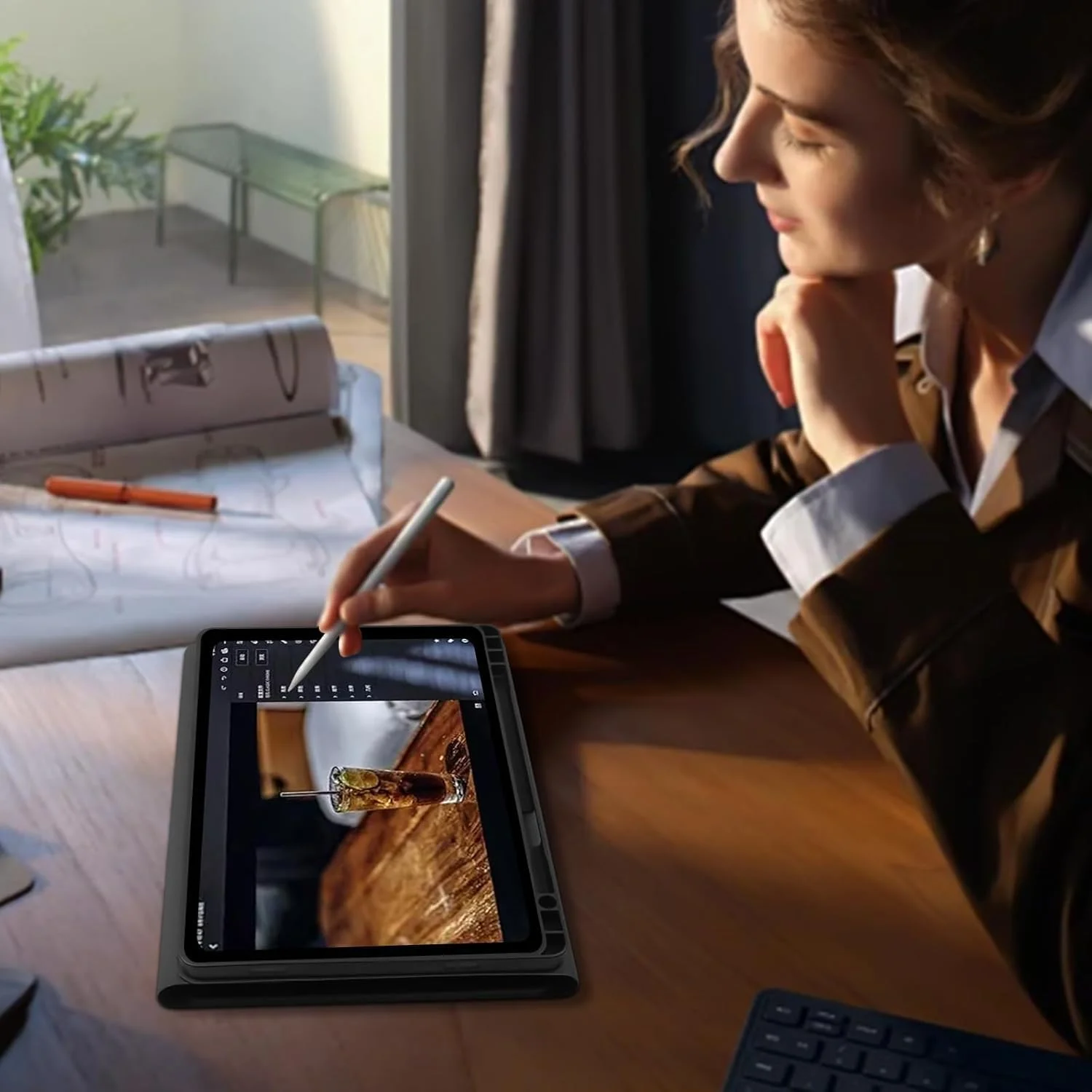 کاور کیبورد دار tititinita برای آیپد نسل ششم، کاور کیبورد برای آیپد نسل ششم 2018، آیپد نسل پنجم 2017، آیپد پرو 9.7، آیپد ایر 2، آیپد ایر 1 - کاور محافظ با کیبورد جداشدنی، مشکی