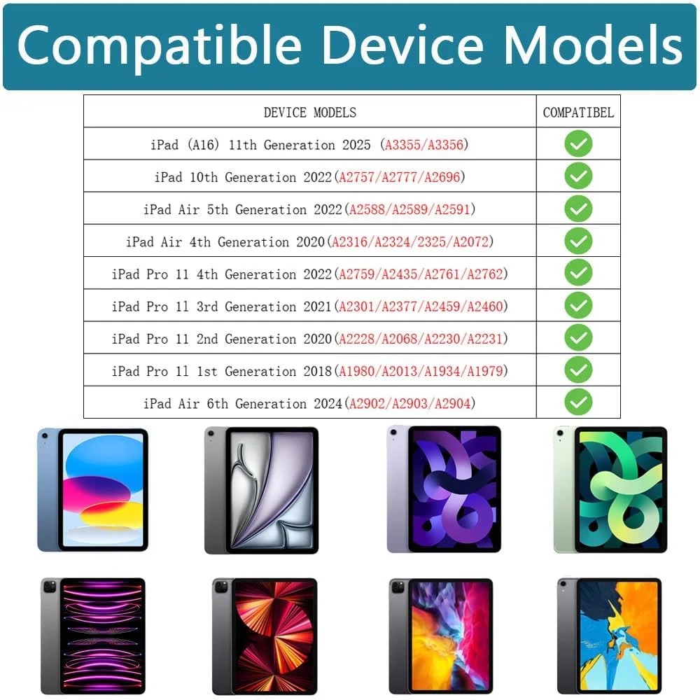 کیف TrendGate مناسب برای آیپد نسل 10 سال 2022 کودکان، کیف آیپد ایر نسل 5/4 با صفحه نمایش 10.9 اینچ، کیف ضد ضربه آیپد پرو/ایر 11 اینچ به همراه پایه دسته دار و جای قلم برای آیپد 10/ایر 6/ایر 5/ایر 4/پرو 11 - مشکی