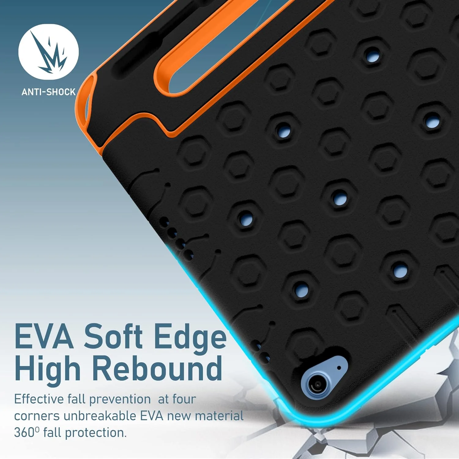 کاور محافظ کودکانه مقاوم Moxedo، جنس EVA سیلیکونی، ضد ضربه، طرح کارتونی سه بعدی DIY به همراه جای مداد، استند و دسته، سازگار با آیپد 2022 (نسل 10) 10.9 اینچ (مشکی)