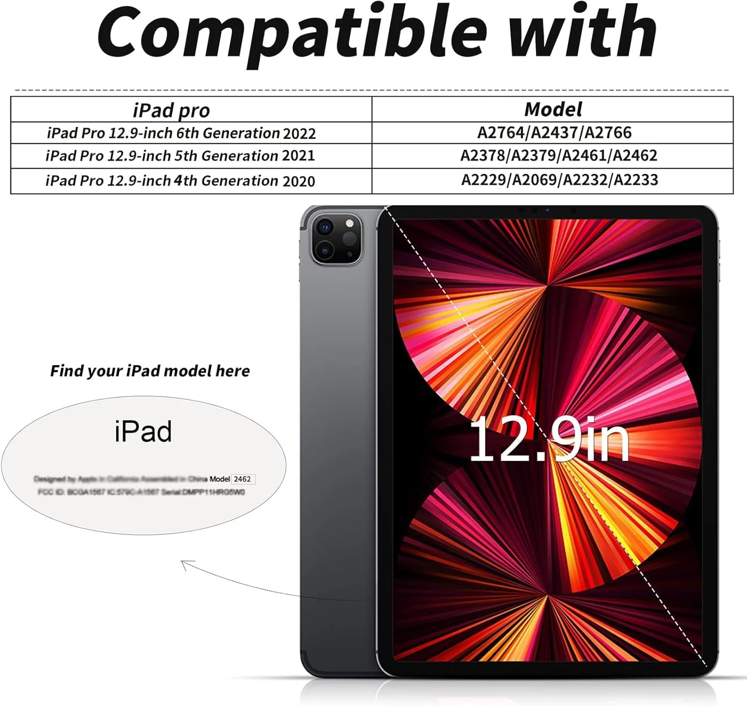 کیف محافظ آیپد پرو 12.9 اینچ کنکی با جای قلم، کاور محافظ هوشمند سه تایی باریک، قاب پشتی TPU نرم با قابلیت خواب/بیدار خودکار برای آیپد پرو 12.9 اینچ نسل 5/4، آبی روشن