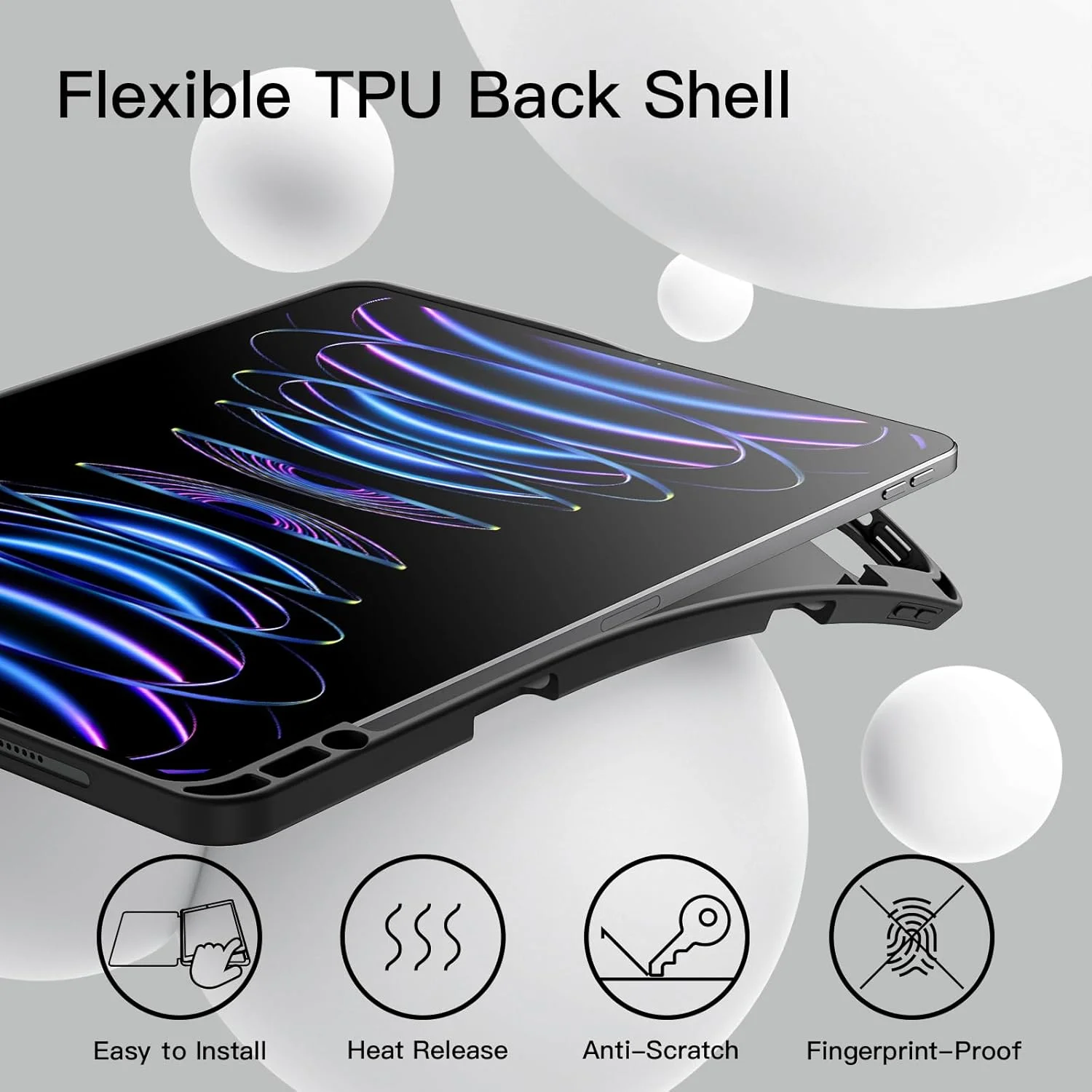 کاور JETech برای آیپد پرو 12.9 اینچی (نسل 6/5، مدل 2022/2021) با جای قلم، پشتیبانی از شارژ قلم نسل 2، کاور باریک تبلت با پشت TPU نرم، قابلیت بیدار/خواب خودکار (مشکی)