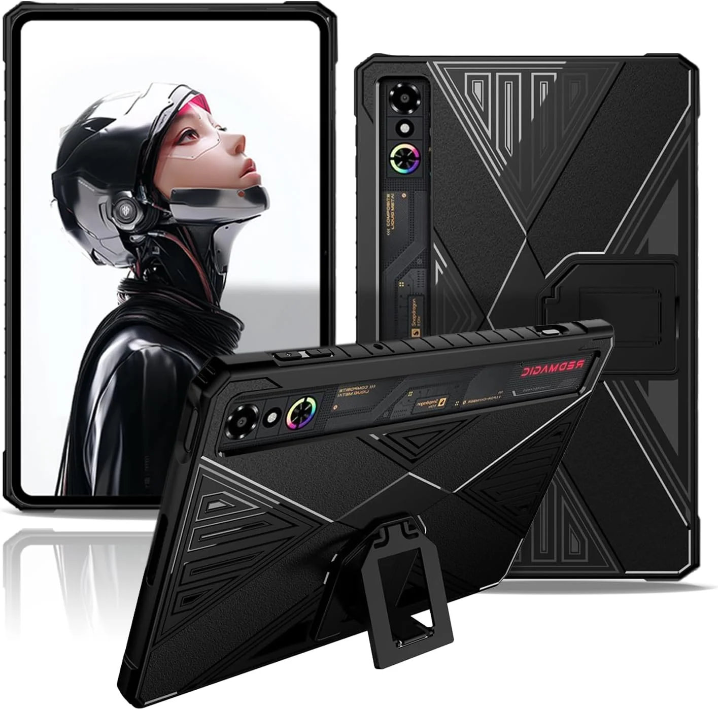 کیف محافظ تبلت گیمینگ ردمجیک آسترا 9.06 اینچ، کیف محافظ تبلت NOUKAJU، مقاوم در برابر افتادن، ضد خش، استند تاشو، کاور محافظ برای تبلت ردمجیک 3 پرو (مشکی)