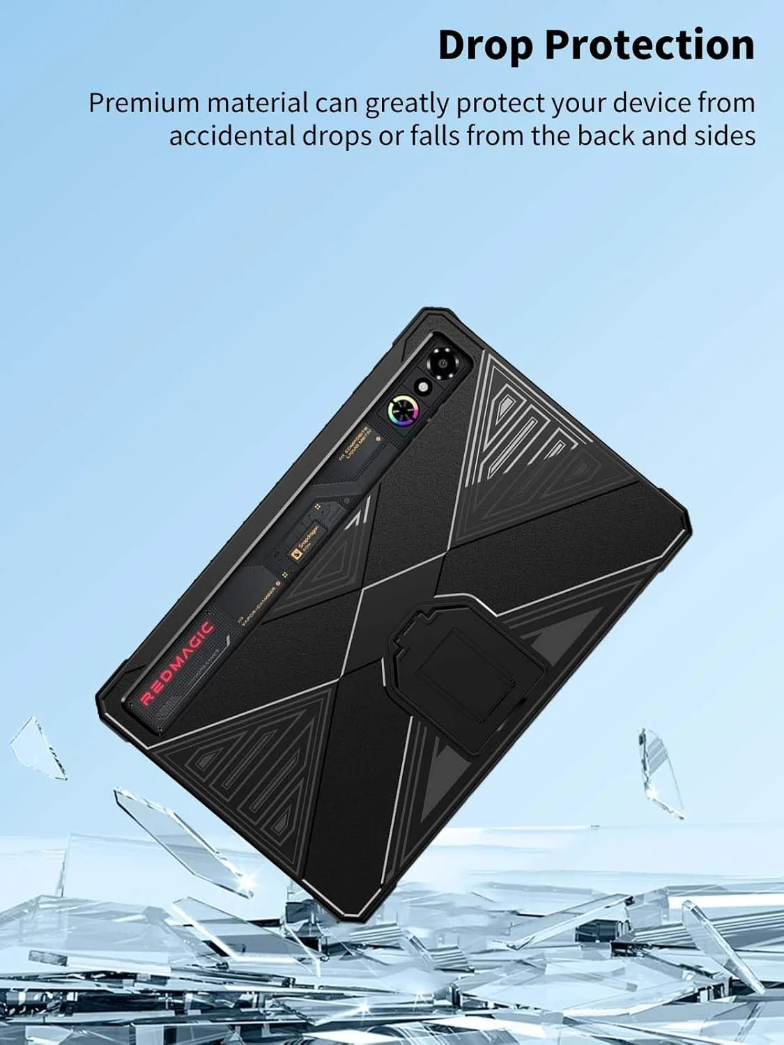 کیف محافظ تبلت گیمینگ ردمجیک آسترا 9.06 اینچ، کیف محافظ تبلت NOUKAJU، مقاوم در برابر افتادن، ضد خش، استند تاشو، کاور محافظ برای تبلت ردمجیک 3 پرو (مشکی)