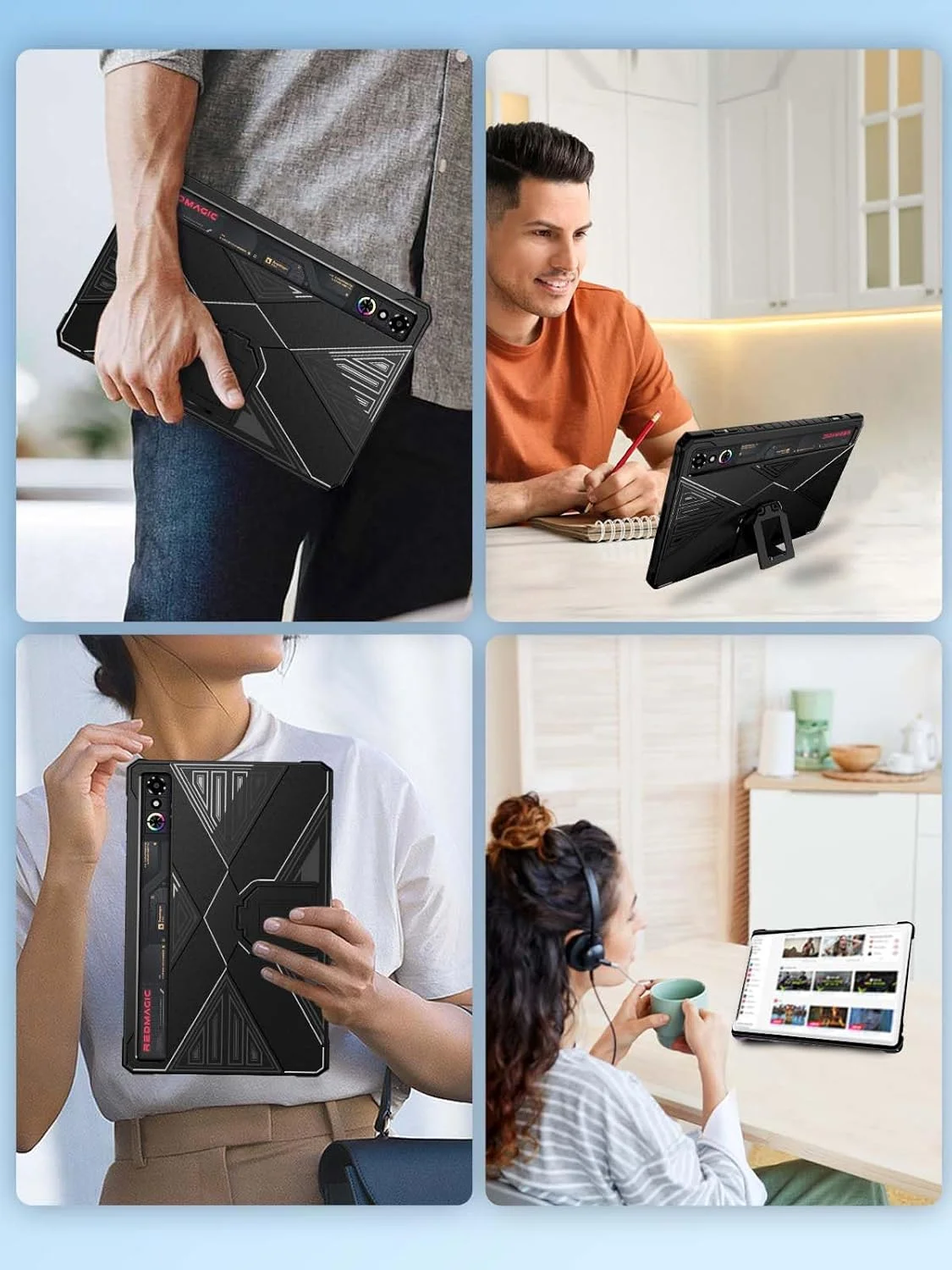 کیف محافظ تبلت گیمینگ ردمجیک آسترا 9.06 اینچ، کیف محافظ تبلت NOUKAJU، مقاوم در برابر افتادن، ضد خش، استند تاشو، کاور محافظ برای تبلت ردمجیک 3 پرو (مشکی)