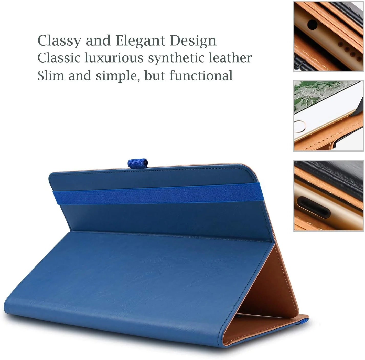 کیف یونیورسال پروکیس برای تبلت های 9-10 اینچی، کیف محافظ تبلت یونیورسال با قابلیت استند برای تبلت های لمسی 9 و 10.1 اینچی، با بند فیکس کننده قابل تنظیم و زوایای دید چندگانه - سرمه ای