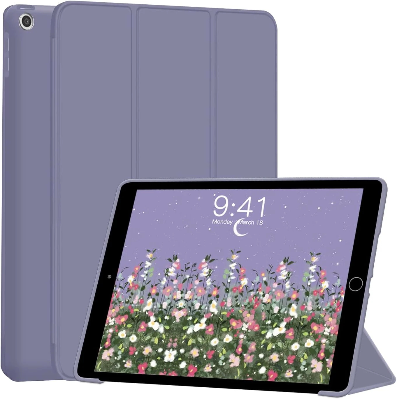 کاور آیپد نسل 9، 8 و 7 فانسونگ، مناسب برای آیپد 10.2 اینچی، دارای آهنربا، کاور هوشمند TPU، حالت استند، باریک، قابلیت بیدار/خواب خودکار برای تبلت های اپل آیپد 9 2021، 8 2020، 7 2019 (بنفش)