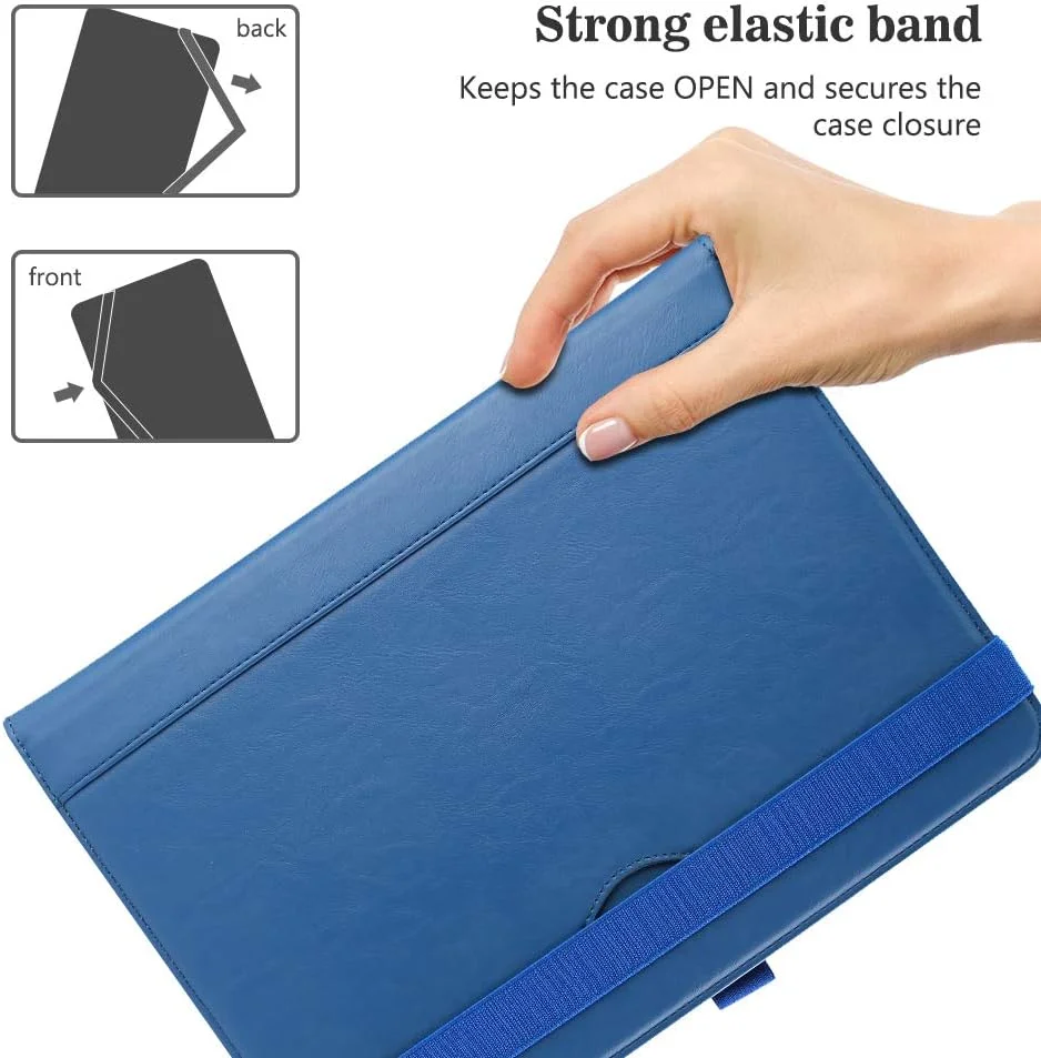 کیف یونیورسال پروکیس برای تبلت های 9-10 اینچی، کیف محافظ تبلت یونیورسال با قابلیت استند برای تبلت های لمسی 9 و 10.1 اینچی، با بند فیکس کننده قابل تنظیم و زوایای دید چندگانه - سرمه ای