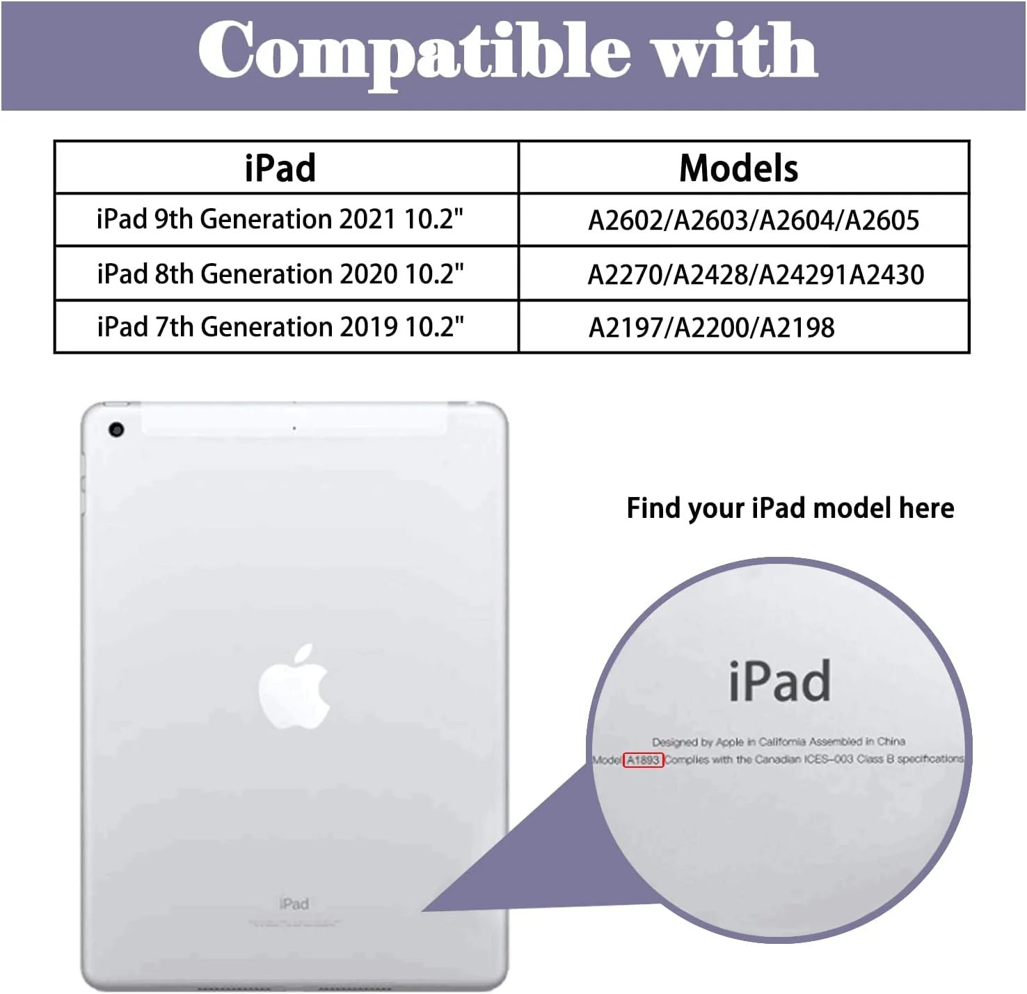 کاور آیپد نسل 9، 8 و 7 فانسونگ، مناسب برای آیپد 10.2 اینچی، دارای آهنربا، کاور هوشمند TPU، حالت استند، باریک، قابلیت بیدار/خواب خودکار برای تبلت های اپل آیپد 9 2021، 8 2020، 7 2019 (بنفش)
