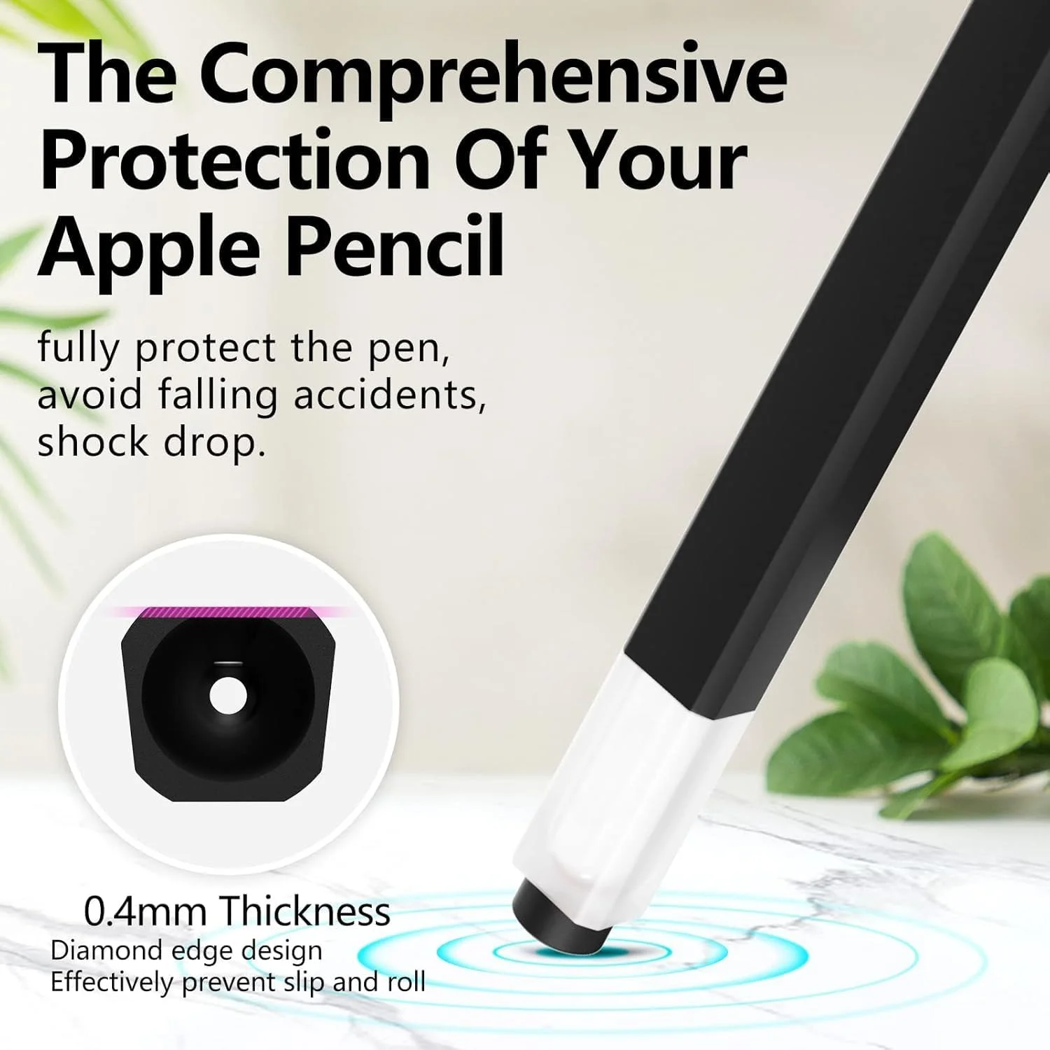 کاور سیلیکونی برای قلم اپل نسل دوم، طراحی کلاسیک، ضد لغزش، بافت نرم و راحت (مشکی)