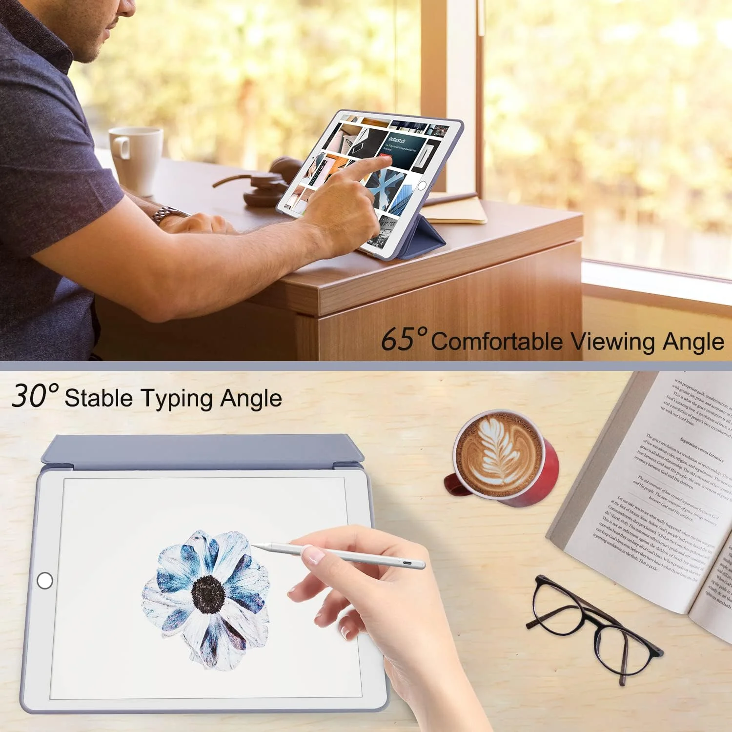 کاور آیپد نسل 9، 8 و 7 فانسونگ، مناسب برای آیپد 10.2 اینچی، دارای آهنربا، کاور هوشمند TPU، حالت استند، باریک، قابلیت بیدار/خواب خودکار برای تبلت های اپل آیپد 9 2021، 8 2020، 7 2019 (بنفش)