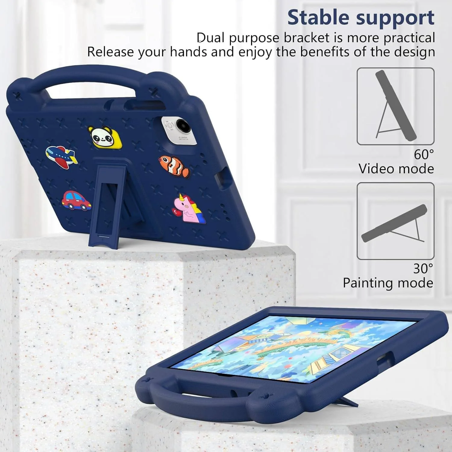 Vurtboly Kids Case Compatible with Honor Pad X9a 11.5" 2025, Cute Full Body Protective Cover with Handle Stand, Lightweight Shockproof Cover with Shoulder Strap Kickstand for Honor Pad X9a 11.5"(Blue)