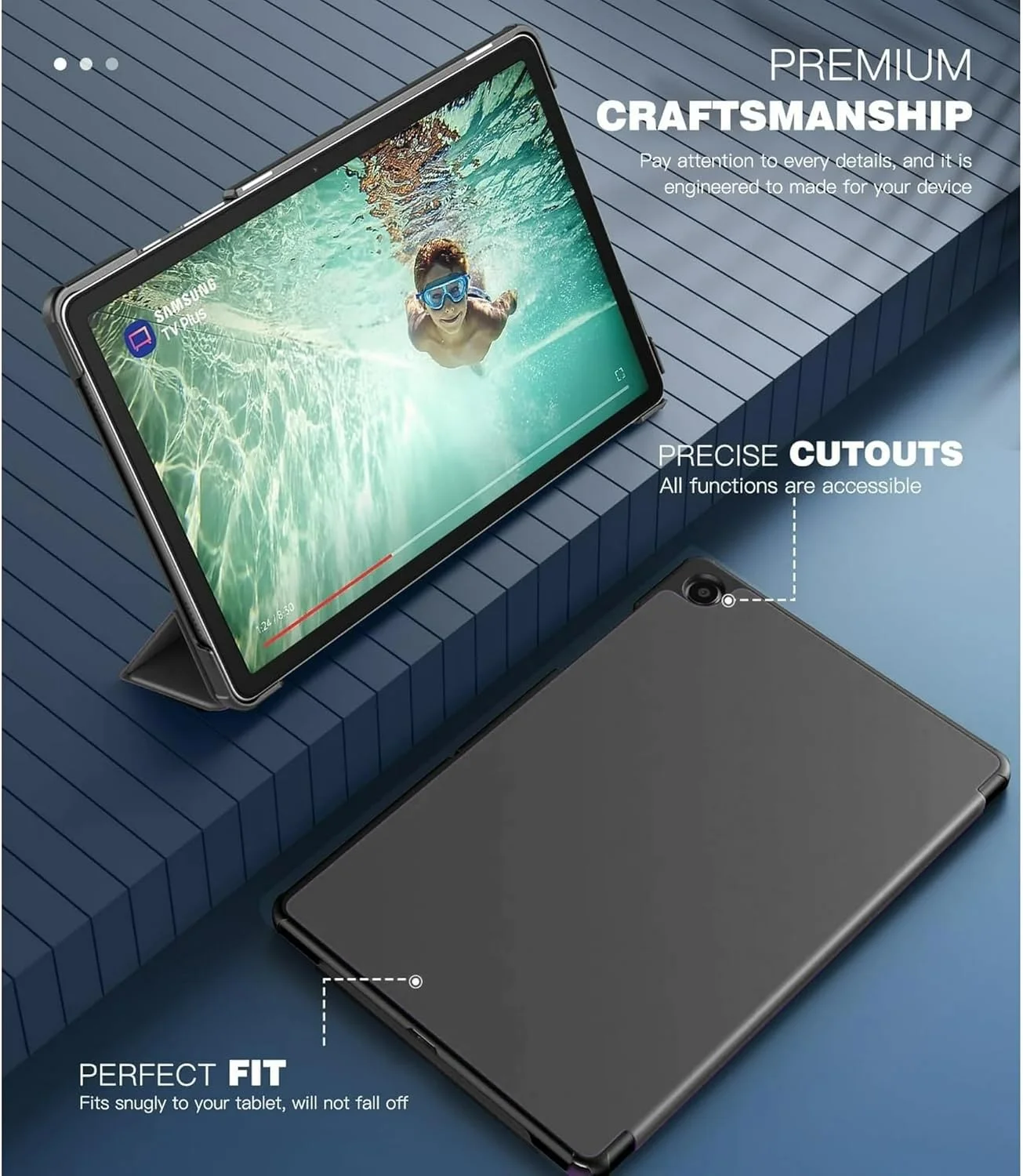 کاور محافظ تبلت سامسونگ گلکسی تب A9+/A9 پلاس 11 اینچ 2023، کاور باریک، سبک وزن و دارای استند با پشت سخت برای تبلت گلکسی تب A9+ مدل SM-X210/X216/X218 (مشکی)