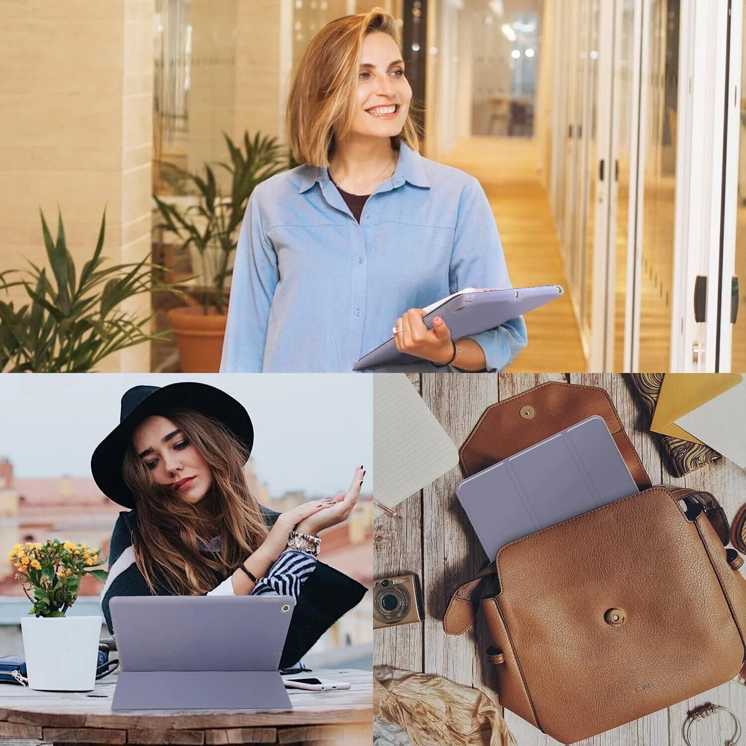 کاور آیپد نسل 9، 8 و 7 فانسونگ، مناسب برای آیپد 10.2 اینچی، دارای آهنربا، کاور هوشمند TPU، حالت استند، باریک، قابلیت بیدار/خواب خودکار برای تبلت های اپل آیپد 9 2021، 8 2020، 7 2019 (بنفش)