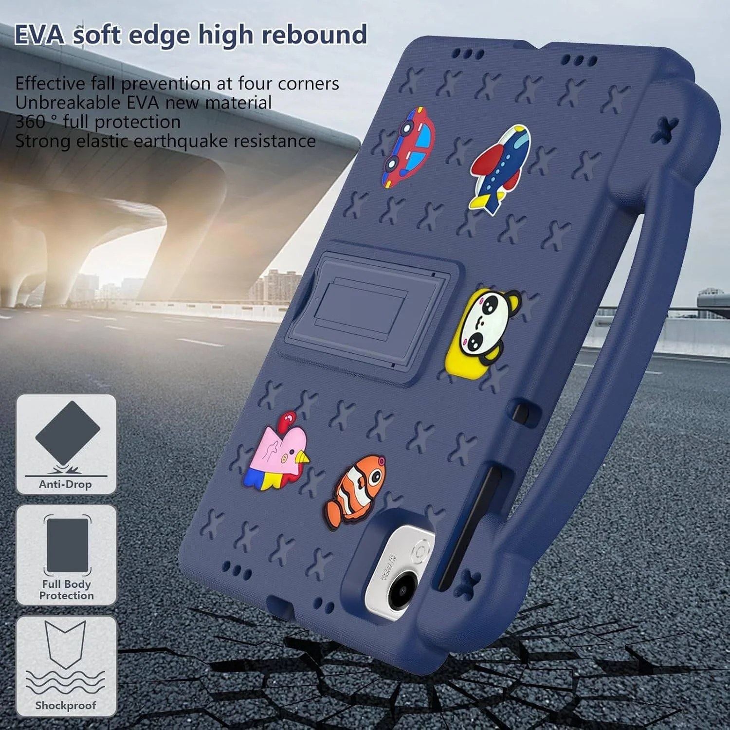 Vurtboly Kids Case Compatible with Honor Pad X9a 11.5" 2025, Cute Full Body Protective Cover with Handle Stand, Lightweight Shockproof Cover with Shoulder Strap Kickstand for Honor Pad X9a 11.5"(Blue)