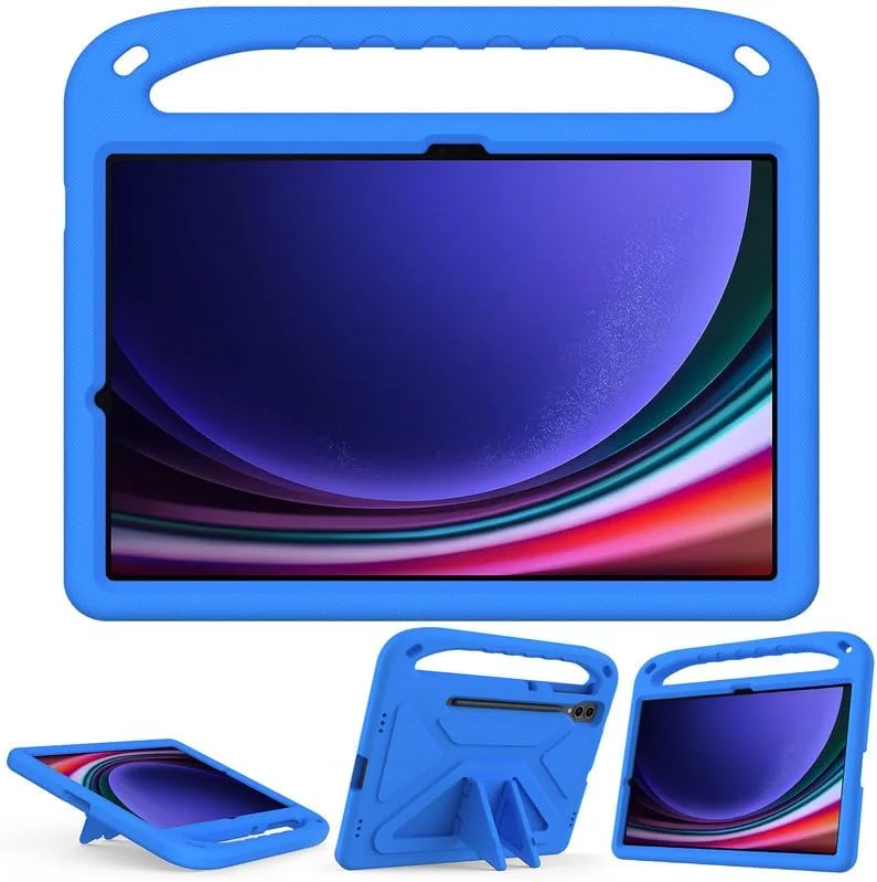 کیف محافظ کودکانه نیکاکیو مناسب برای تبلت سامسونگ گلکسی تب S10+ پلاس 12.4 اینچ 2024، فوم EVA سبک وزن و مقاوم در برابر ضربه، کاور تبلت با دسته و پایه، مناسب برای کودکان، آبی