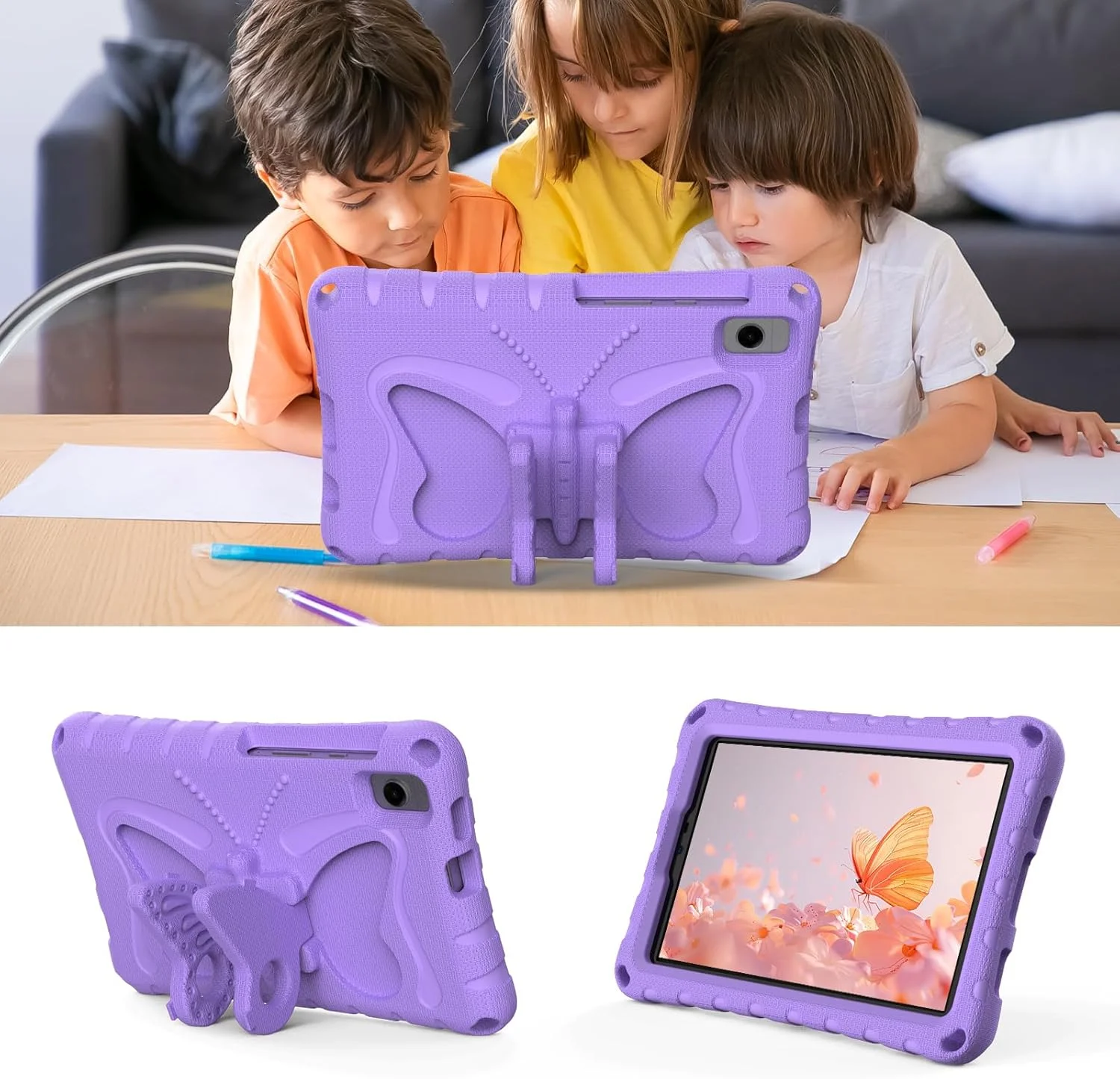 کاور کودکانه JSUSOU برای تبلت سامسونگ گلکسی تب A9+ / A9 پلاس 11 اینچی مدل (SM-X210/X216/X218) - کاور سبک و ضد ضربه با دستگیره و استند مناسب کودکان برای گلکسی تب A9+، بنفش