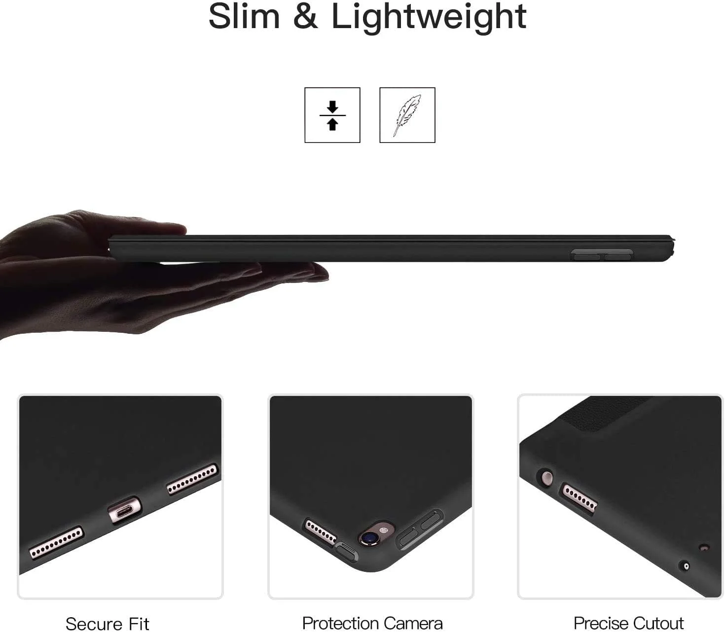 کاور ZtotopCase برای آیپد ایر 10.5 اینچ 2019 (نسل سوم) و آیپد پرو 10.5 اینچ 2017، کاور پشتی TPU نرم و فوق العاده نازک با جا مدادی داخلی آیپد، با عملکرد خواب/بیداری خودکار، مشکی