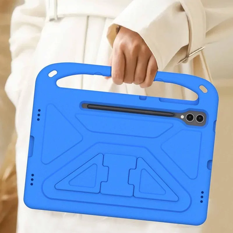 کیف محافظ کودکانه نیکاکیو مناسب برای تبلت سامسونگ گلکسی تب S10+ پلاس 12.4 اینچ 2024، فوم EVA سبک وزن و مقاوم در برابر ضربه، کاور تبلت با دسته و پایه، مناسب برای کودکان، آبی