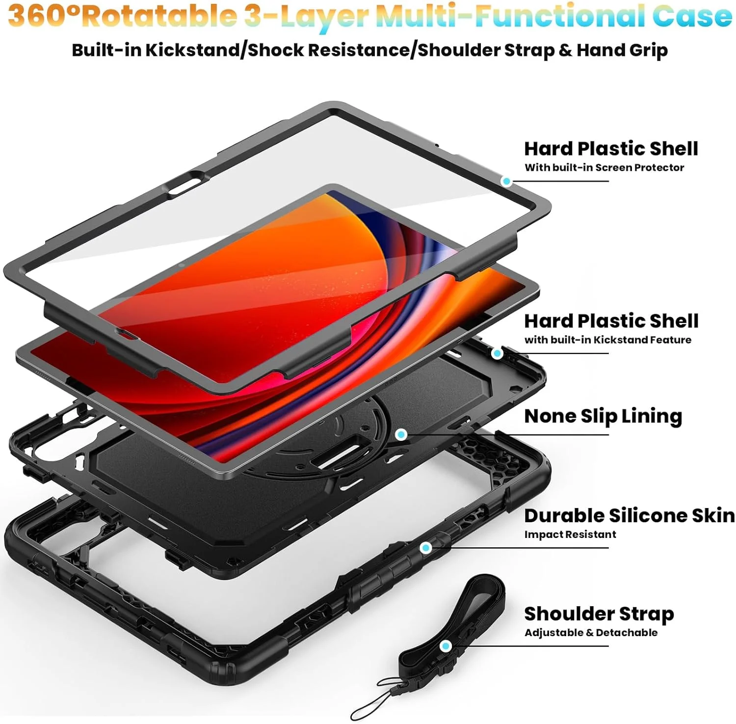 کیف محافظ Herize برای تبلت S10+ مدل 2024/ S9 FE+ Plus 5G/ S9+ Plus 12.4 اینچ مدل 2023 به همراه محافظ صفحه نمایش، جای قلم، پایه نگهدارنده، بند دستی و بند شانه | کاور ضد ضربه و مقاوم برای تبلت Tab S9 12.4 اینچ کیف محافظ Herize برای تبلت S10+ مدل 2024/ S9 FE+ Plus 5G/ S9+ Plus 12.4 اینچ مدل 2023 به همراه محافظ صفحه نمایش، جای قلم، پایه نگهدارنده، بند دستی و بند شانه | کاور ضد ضربه و مقاوم برای تبلت Tab S9 12.4 اینچ