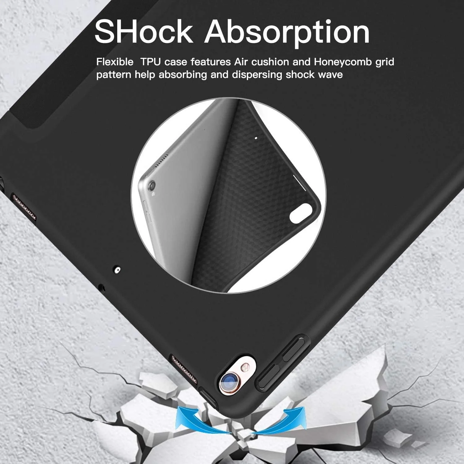 کاور ZtotopCase برای آیپد ایر 10.5 اینچ 2019 (نسل سوم) و آیپد پرو 10.5 اینچ 2017، کاور پشتی TPU نرم و فوق العاده نازک با جا مدادی داخلی آیپد، با عملکرد خواب/بیداری خودکار، مشکی