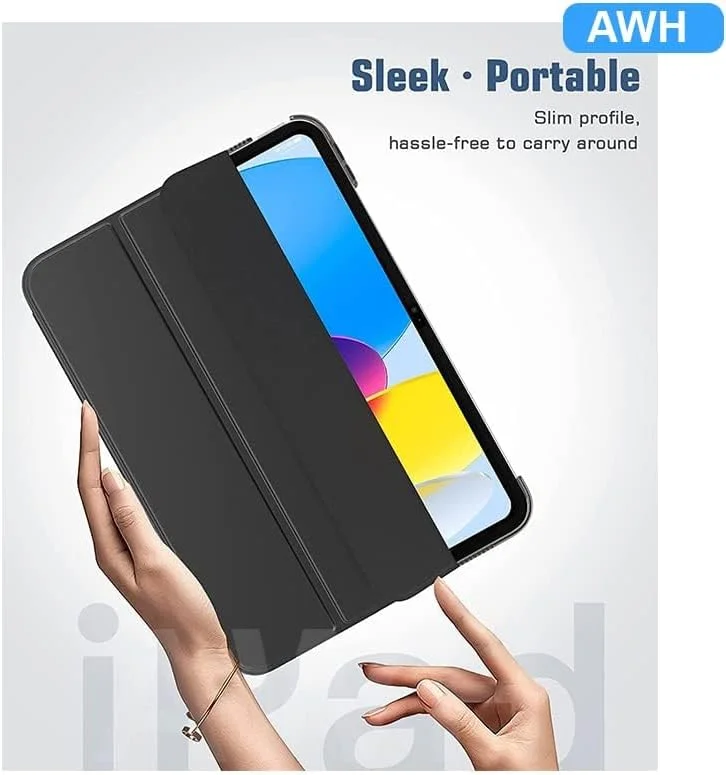 کاور آیپد AWH مناسب برای آیپد نسل 10 سال 2022، کاور باریک استنددار برای آیپد 10.9 اینچی، فولیو هوشمند با قابلیت بیدار شدن/به خواب رفتن خودکار با قاب پشتی نیمه شفاف PC سخت، مناسب برای کاور محافظ آیپد 10، (مشکی) کاور آیپد AWH مناسب برای آیپد نسل 10 سال 2022، کاور باریک استنددار برای آیپد 10.9 اینچی، فولیو هوشمند با قابلیت بیدار شدن/به خواب رفتن خودکار با قاب پشتی نیمه شفاف PC سخت، مناسب برای کاور محافظ آیپد 10، (مشکی)