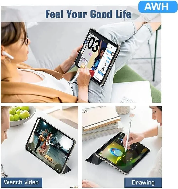 کاور آیپد AWH مناسب برای آیپد نسل 10 سال 2022، کاور باریک استنددار برای آیپد 10.9 اینچی، فولیو هوشمند با قابلیت بیدار شدن/به خواب رفتن خودکار با قاب پشتی نیمه شفاف PC سخت، مناسب برای کاور محافظ آیپد 10، (مشکی) کاور آیپد AWH مناسب برای آیپد نسل 10 سال 2022، کاور باریک استنددار برای آیپد 10.9 اینچی، فولیو هوشمند با قابلیت بیدار شدن/به خواب رفتن خودکار با قاب پشتی نیمه شفاف PC سخت، مناسب برای کاور محافظ آیپد 10، (مشکی)