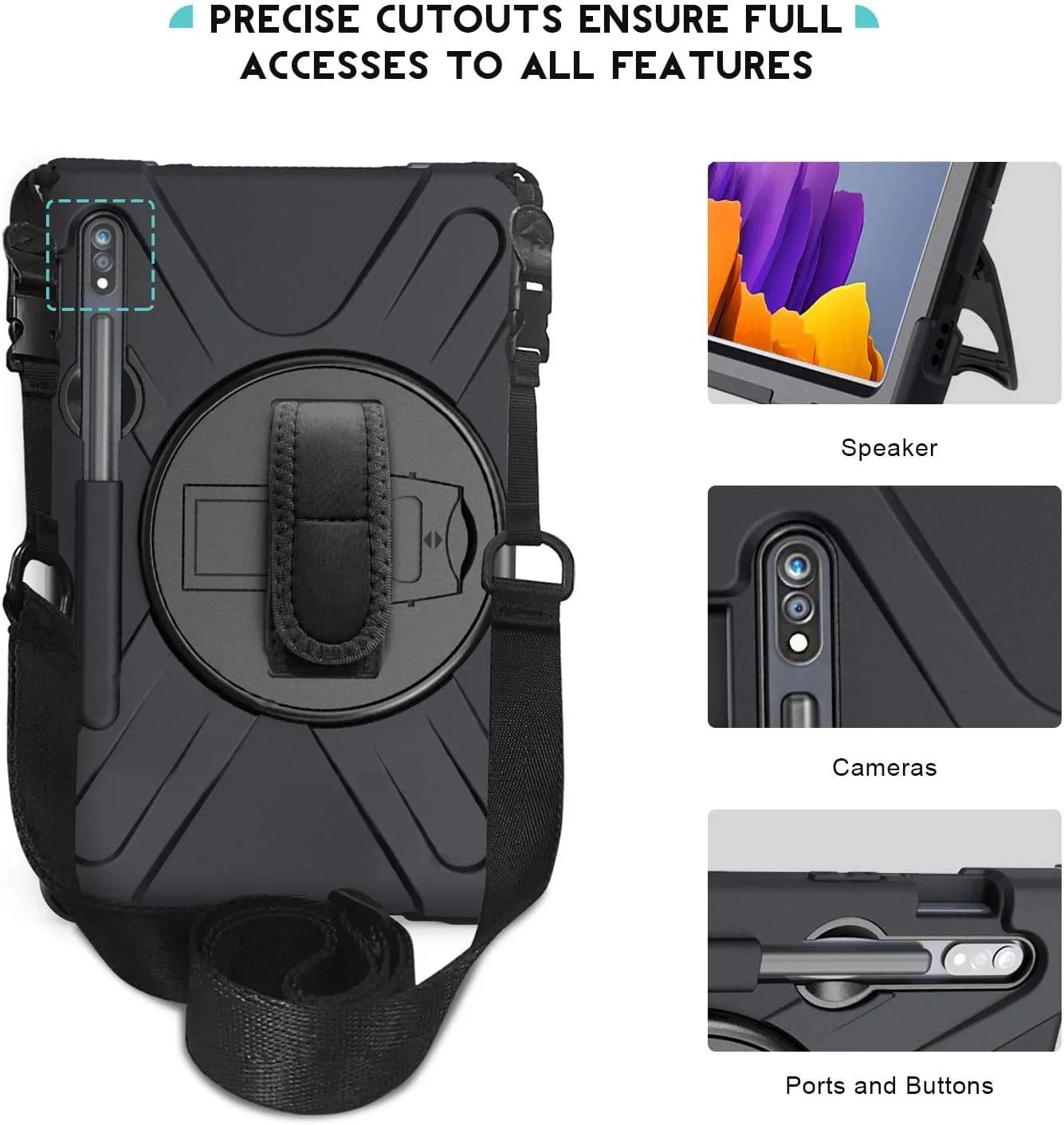 کاور هریزه برای تبلت سامسونگ گلکسی تب S7 مدل SM-T870/T875/T878 | کاور تب S7 سایز 11 اینچ 2020 به همراه جای قلم S | کاور محافظ سیلیکونی مقاوم در برابر ضربه با پایه و بند شانه کاور هریزه برای تبلت سامسونگ گلکسی تب S7 مدل SM-T870/T875/T878 | کاور تب S7 سایز 11 اینچ 2020 به همراه جای قلم S | کاور محافظ سیلیکونی مقاوم در برابر ضربه با پایه و بند شانه