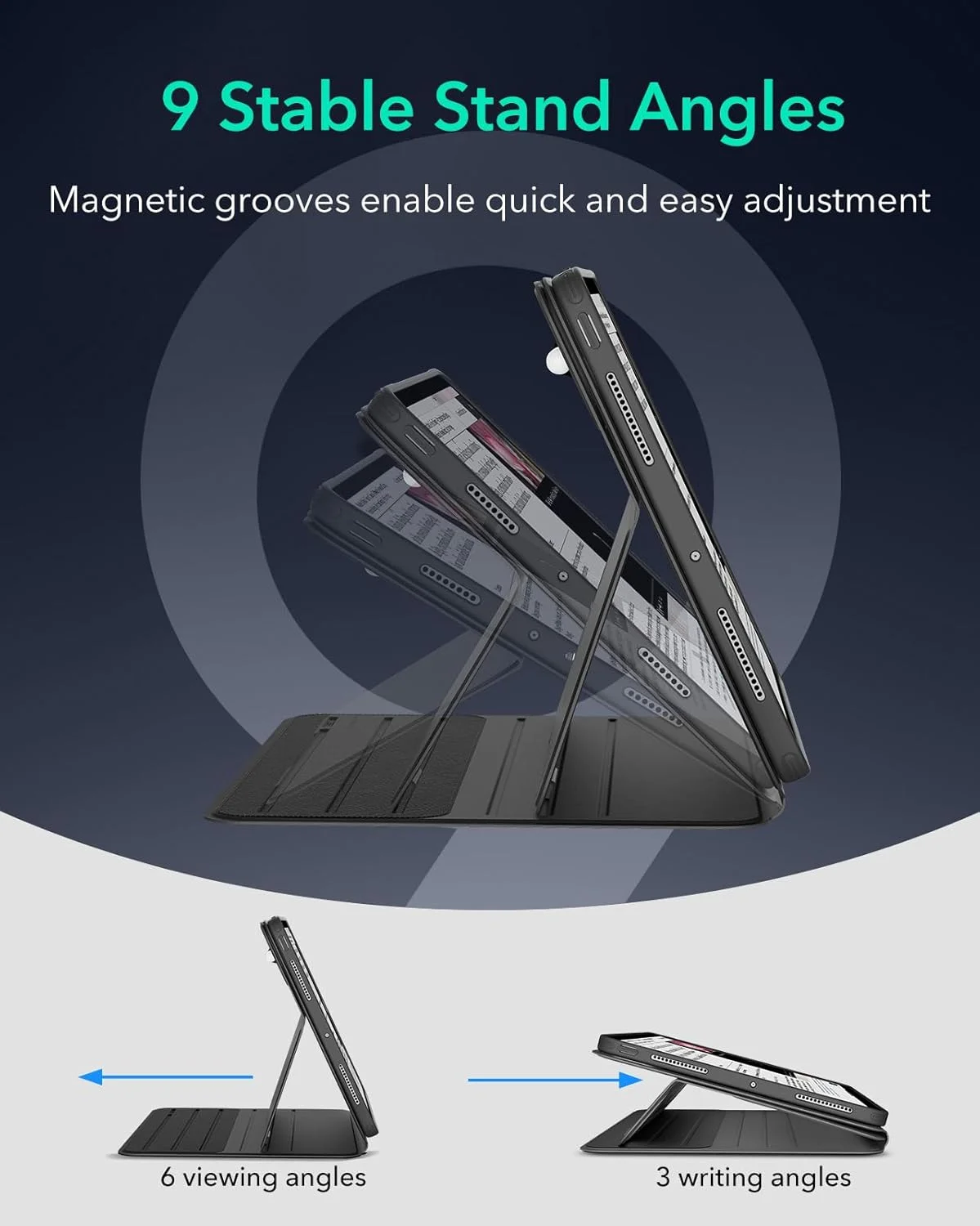 کیف چرخشی ESR برای آیپد پرو 11 اینچ M2 (2024)، با پوشش مغناطیسی جداشدنی، استند قابل تنظیم عمودی/افقی با نمای صفحه نمایش برجسته، 9 زاویه ایستاده، سری Shift، مشکی کیف چرخشی ESR برای آیپد پرو 11 اینچ M2 (2024)، با پوشش مغناطیسی جداشدنی، استند قابل تنظیم عمودی/افقی با نمای صفحه نمایش برجسته، 9 زاویه ایستاده، سری Shift، مشکی
