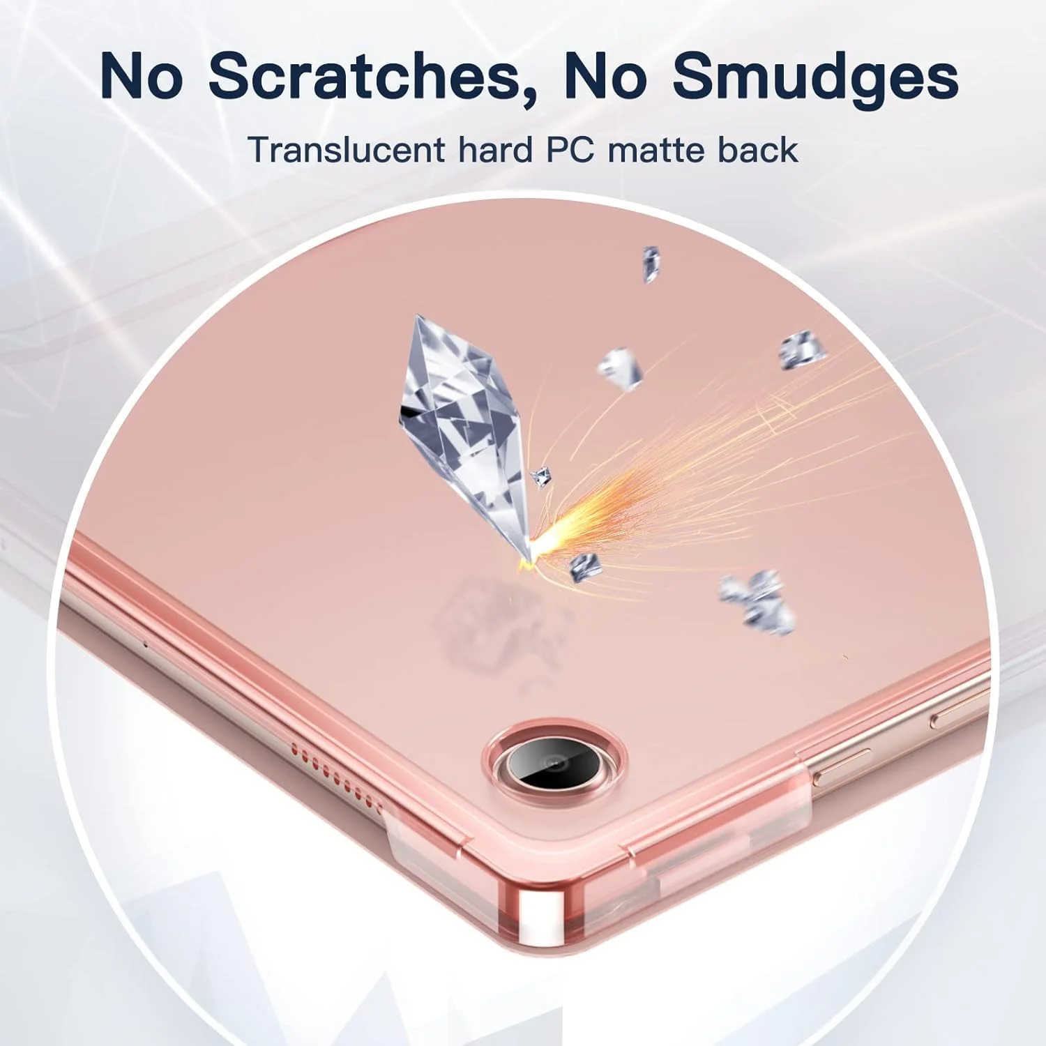 AWH Case for Samsung Galaxy Tab A8-10.5-Inch 2022 (SM-X200/X205/X207) - Slim Translucent Back Tri-Fold Folio Stand Protective Tablet Cover, Auto Wake/Sleep (Rose Gold)