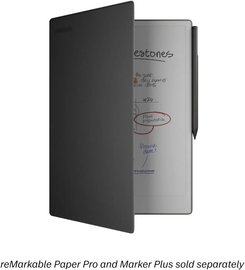 reMarkable Paper Pro - Premium Leather Book Folio for Your 11.8'' Paper Tablet - Black