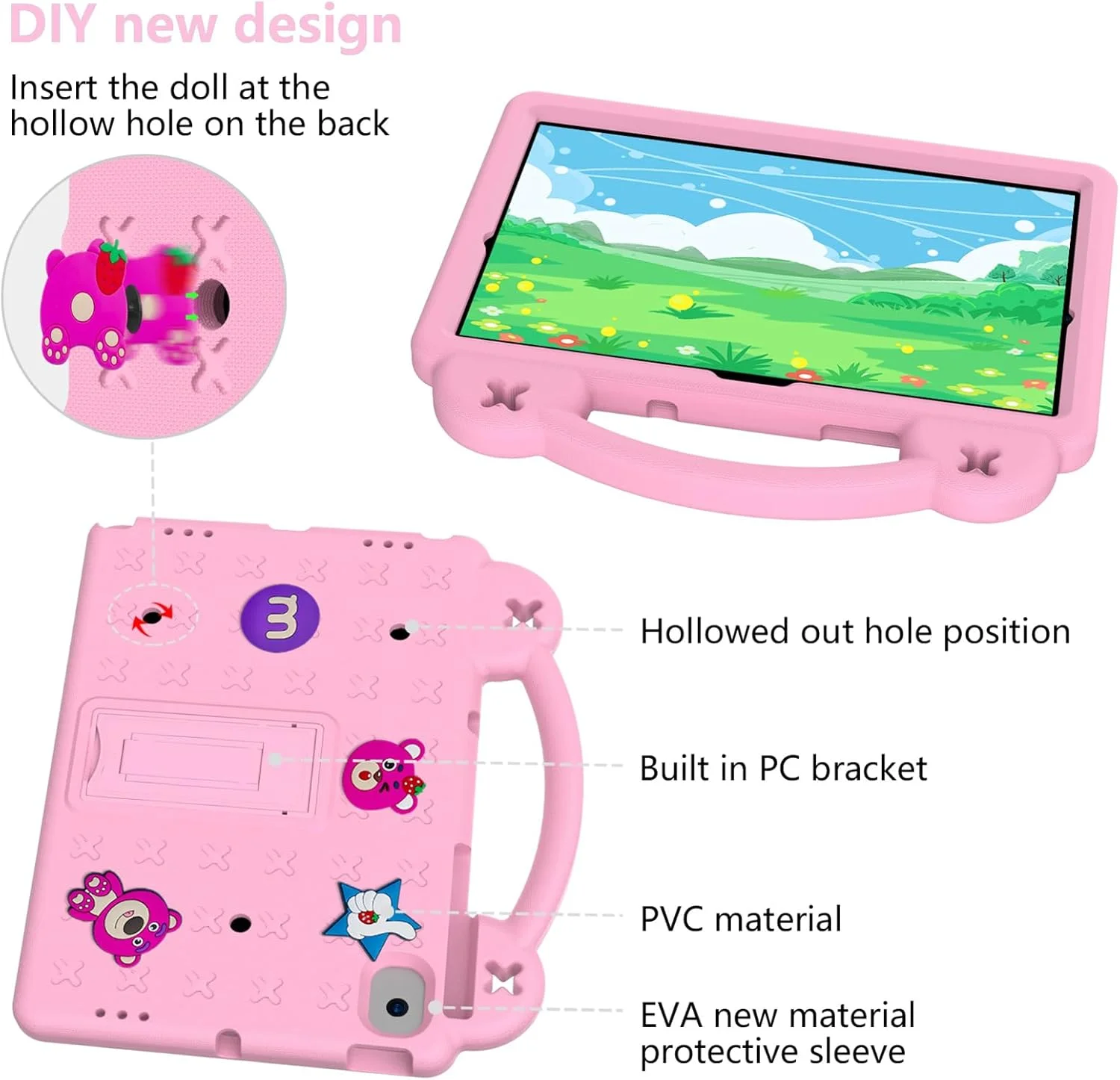 کیف محافظ کودکانه Billionn سازگار با تبلت Lenovo Tab M10 Plus نسل 3 مدل 10.6 اینچی 2022 به همراه دسته، پایه و بند شانه، ضد ضربه برای TB-125F/TB-128F، صورتی-B کیف محافظ کودکانه Billionn سازگار با تبلت Lenovo Tab M10 Plus نسل 3 مدل 10.6 اینچی 2022 به همراه دسته، پایه و بند شانه، ضد ضربه برای TB-125F/TB-128F، صورتی-B