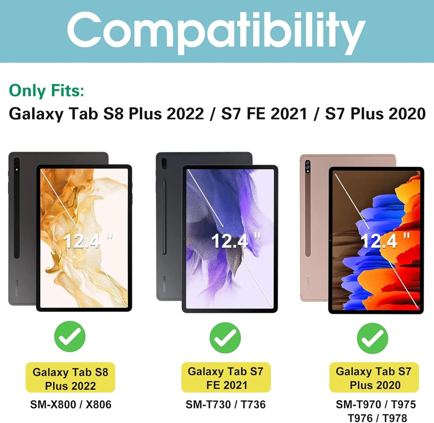 کیف کیبورد ProCase برای گلکسی تب S8 پلاس 12.4 اینچی 2022 / تب S7 FE 2021 / تب S7 پلاس 2020 با نگهدارنده قلم S، کیبورد بی‌سیم جداشدنی مغناطیسی برای SM-X800 X806 T730 T736 T970 T975 – مشکی