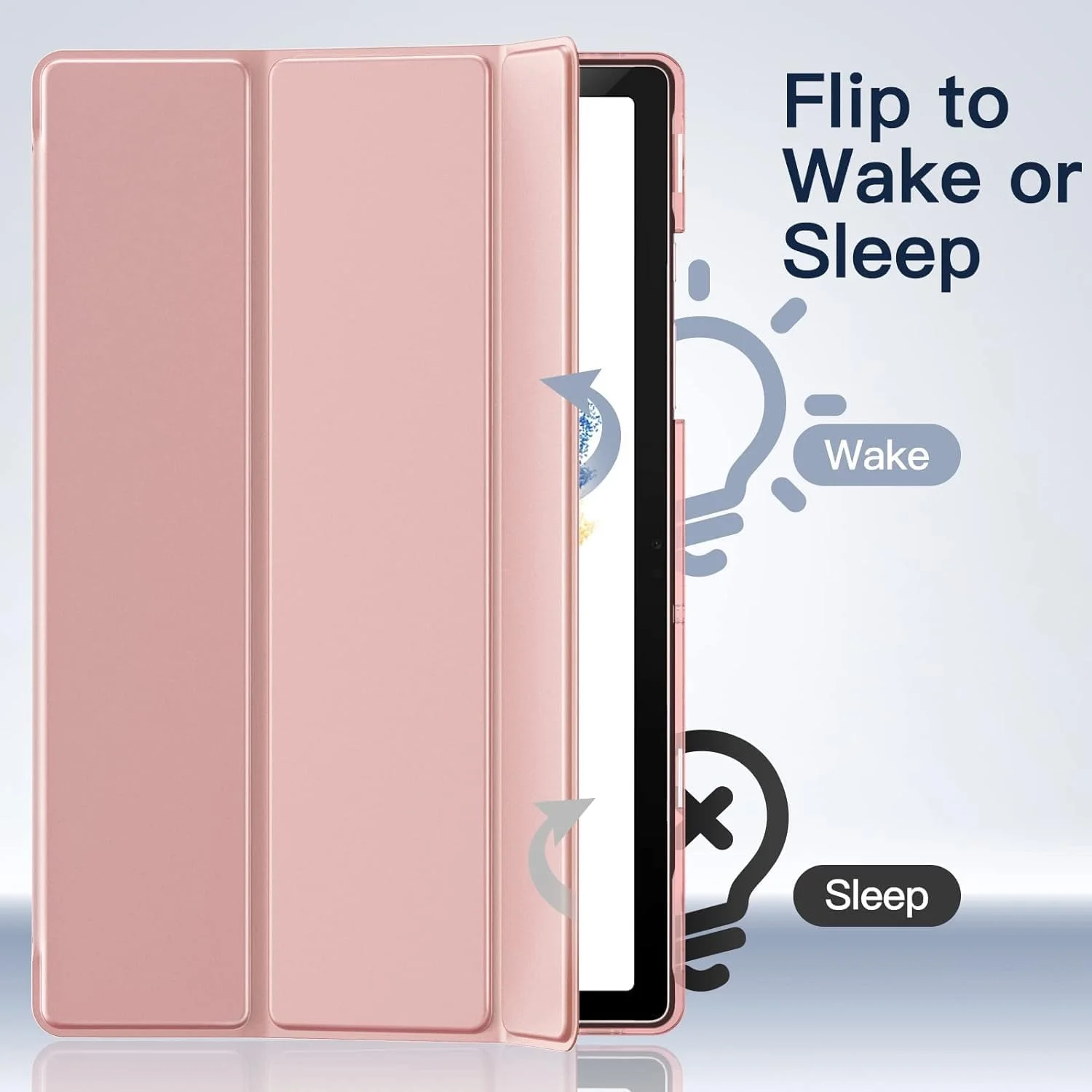 AWH Case for Samsung Galaxy Tab A8-10.5-Inch 2022 (SM-X200/X205/X207) - Slim Translucent Back Tri-Fold Folio Stand Protective Tablet Cover, Auto Wake/Sleep (Rose Gold)