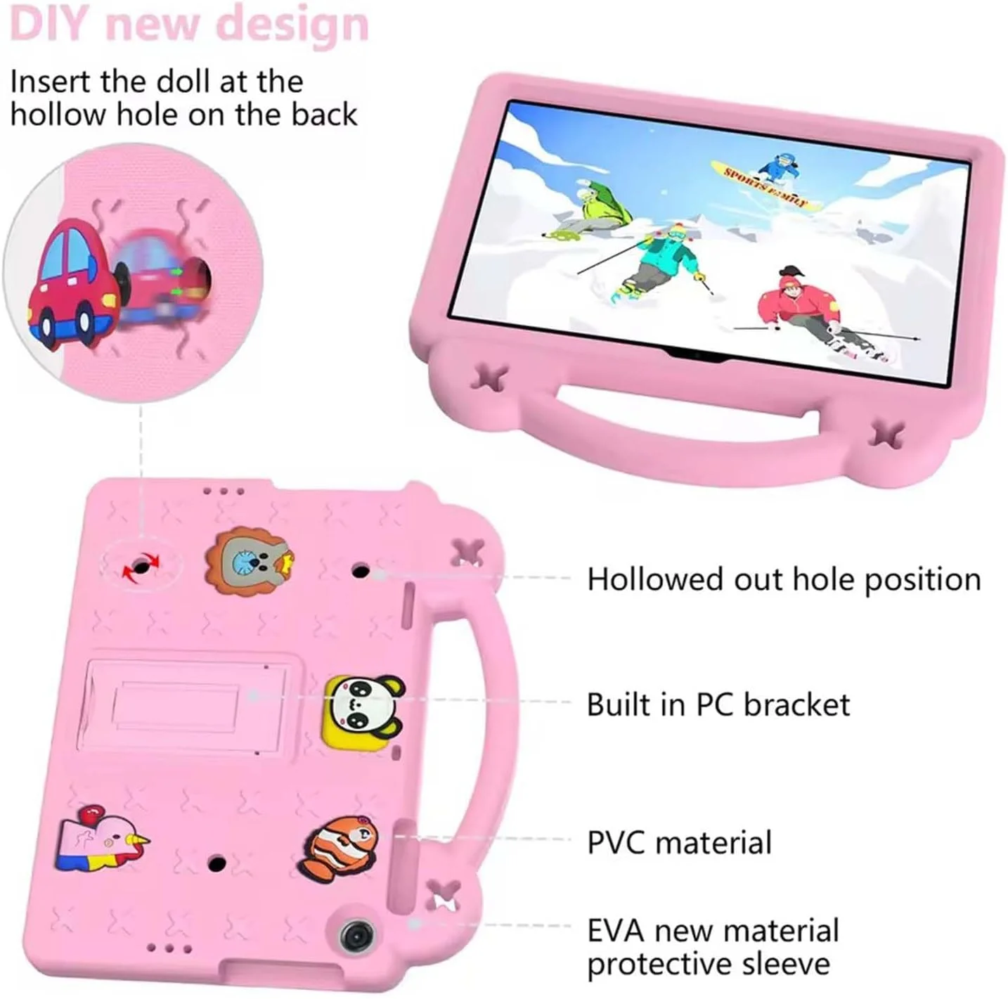 کیف تبلت کودکانه Lukione سازگار با تبلت سامسونگ گلکسی تب A9 پلاس 11 اینچ، کاور محافظ ضد ضربه EVA با پایه دسته دار، طراحی زیبا DIY، بدون بند شانه، کیف مناسب کودکان برای تب A9 + کیف تبلت کودکانه Lukione سازگار با تبلت سامسونگ گلکسی تب A9 پلاس 11 اینچ، کاور محافظ ضد ضربه EVA با پایه دسته دار، طراحی زیبا DIY، بدون بند شانه، کیف مناسب کودکان برای تب A9 +