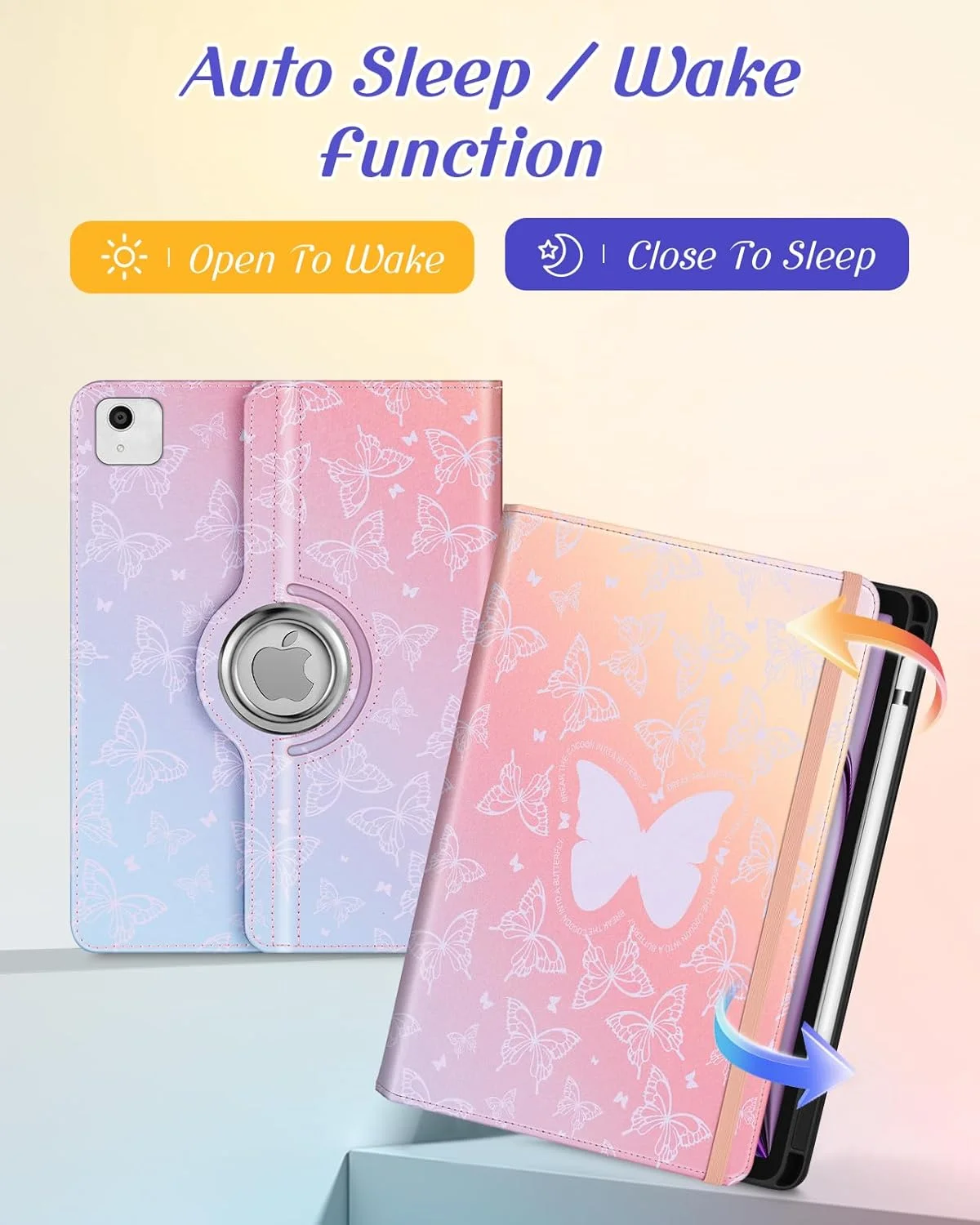 Kidcube for iPad Air 13 Inch Case (M3/M2)/for iPad Pro 12.9 Cases 6th/5th (2022/2021) - Women Girls Cute Rotating Stand Folio Cover with Pencil Holder & Card Slot Design Girly Kawaii Butterfly Cover Kidcube for iPad Air 13 Inch Case (M3/M2)/for iPad Pro 12.9 Cases 6th/5th (2022/2021) - Women Girls Cute Rotating Stand Folio Cover with Pencil Holder & Card Slot Design Girly Kawaii Butterfly Cover