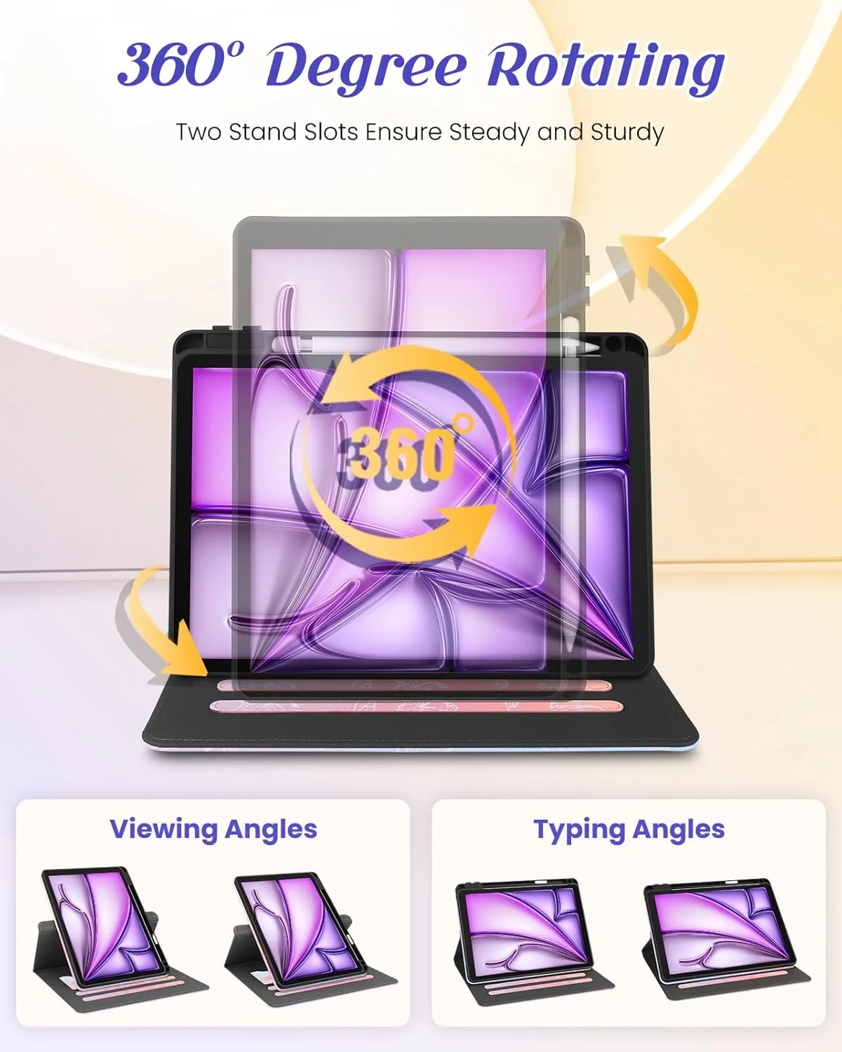 Kidcube for iPad Air 13 Inch Case (M3/M2)/for iPad Pro 12.9 Cases 6th/5th (2022/2021) - Women Girls Cute Rotating Stand Folio Cover with Pencil Holder & Card Slot Design Girly Kawaii Butterfly Cover Kidcube for iPad Air 13 Inch Case (M3/M2)/for iPad Pro 12.9 Cases 6th/5th (2022/2021) - Women Girls Cute Rotating Stand Folio Cover with Pencil Holder & Card Slot Design Girly Kawaii Butterfly Cover