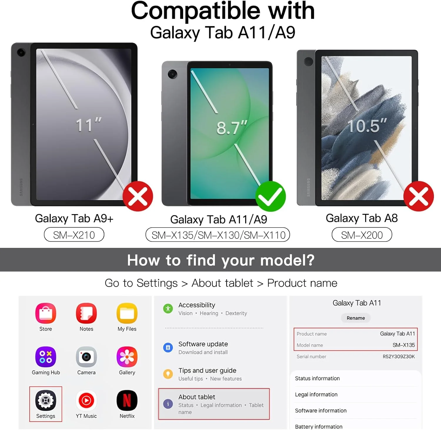 کاور JETech برای تبلت سامسونگ گلکسی Tab A11 / Tab A9 8.7 اینچی 2025/2023، کاور محافظ تبلت سه تایی تاشو با پشت نیمه شفاف (بنفش روشن)