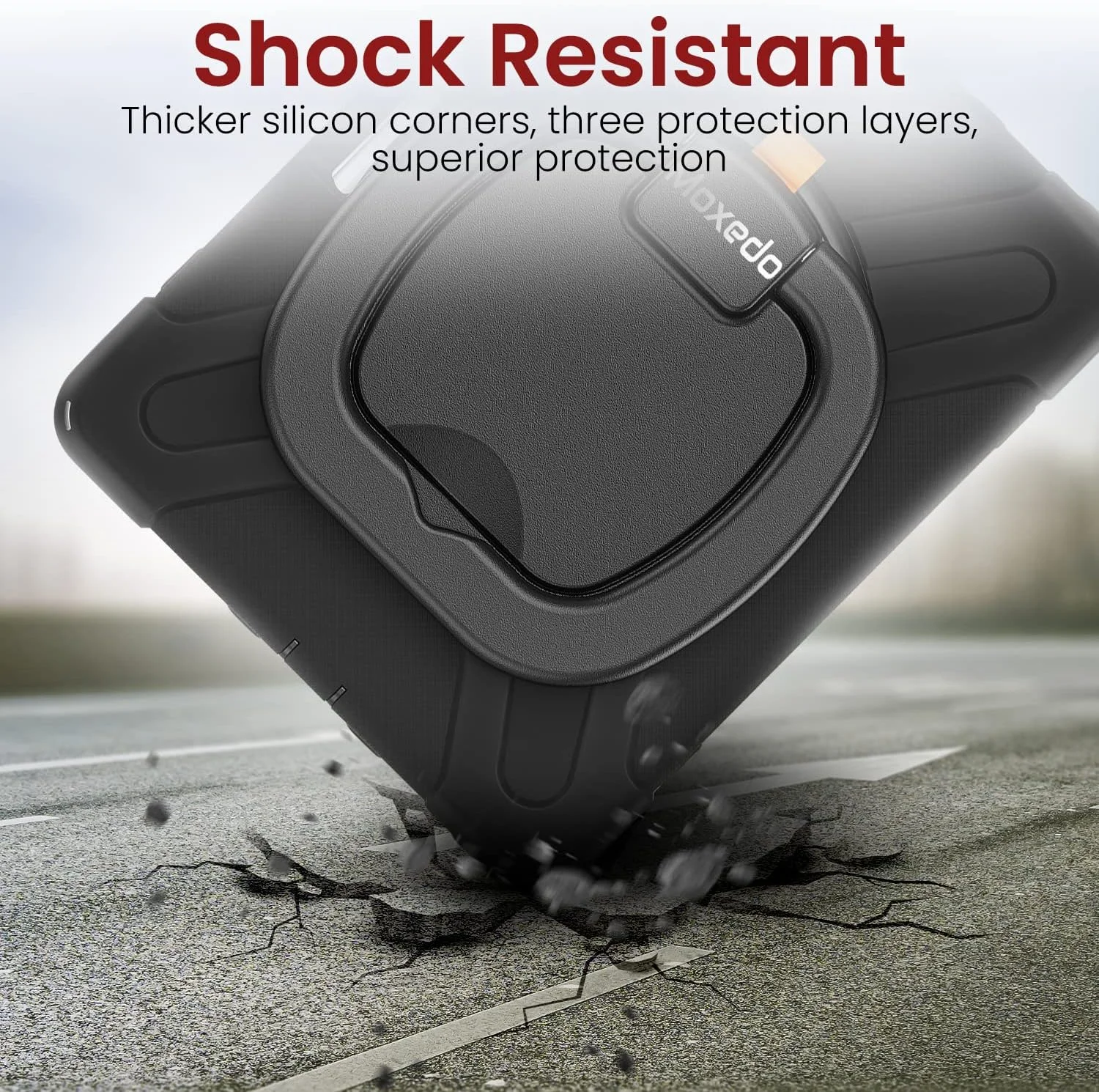 کاور محافظتی مقاوم و رنگارنگ ضد ضربه Moxedo با پایه چرخان 360 درجه، بند شانه و جای قلم برای کودکان، سازگار با Apple iPad Air4/Air5 10.9 / Pro 11 2018/2020/2021 (مشکی)