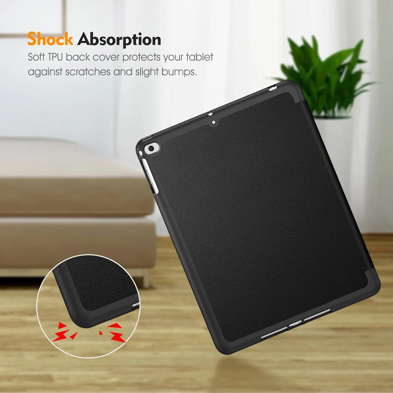 کیف محافظ آیپد 9.7 اینچی 2018 Fintie با جای مداد اپل - کاور محافظ پشتی TPU نرم و سبک [SlimShell] با قابلیت بیدار شدن/به خواب رفتن خودکار برای آیپد 9.7 اینچی 2018 (نسل ششم) - مشکی